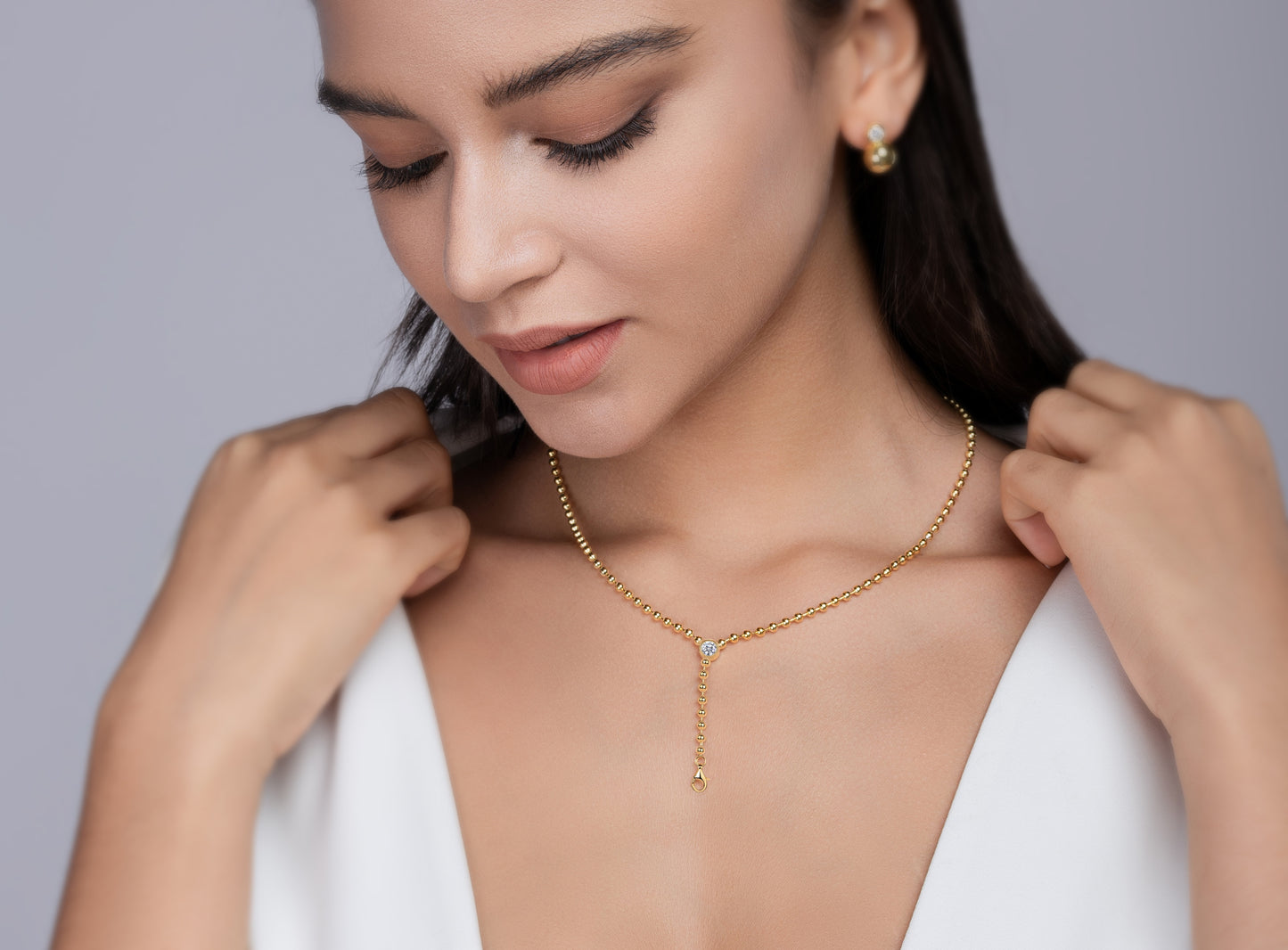 1Time Interlaced - A Trendy Diamond Jewelry Necklace Pendant Set With 0.5-carat Moissanite S925 Sterling Silver And Gold Plating Prohibit TikTok sales
