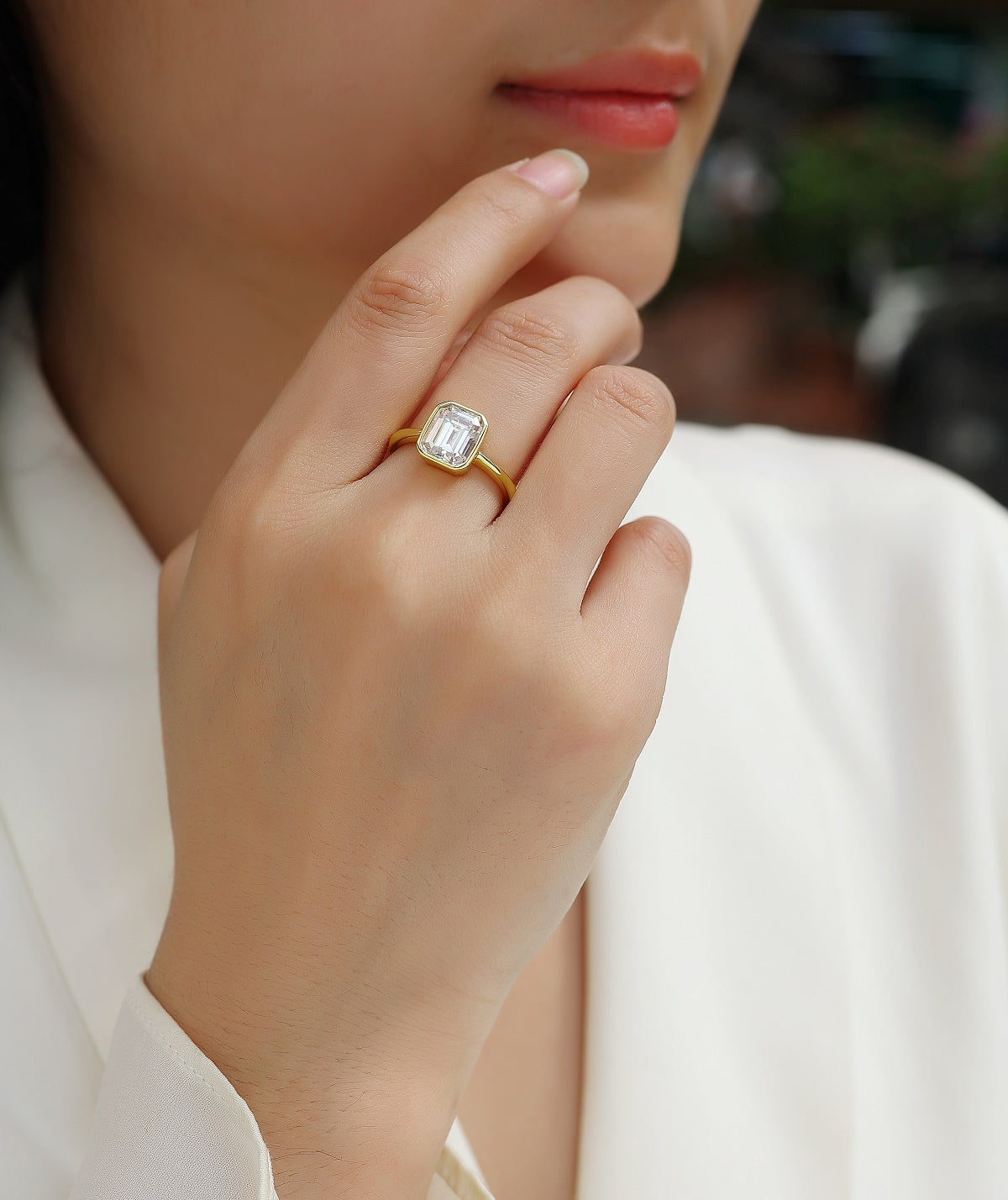 1Pagoda - A Fashionable Diamond Jewelry Piece Set With Moissanite S925 Sterling Silver And Gold-plated Diamond Ring Prohibit TikTok sales