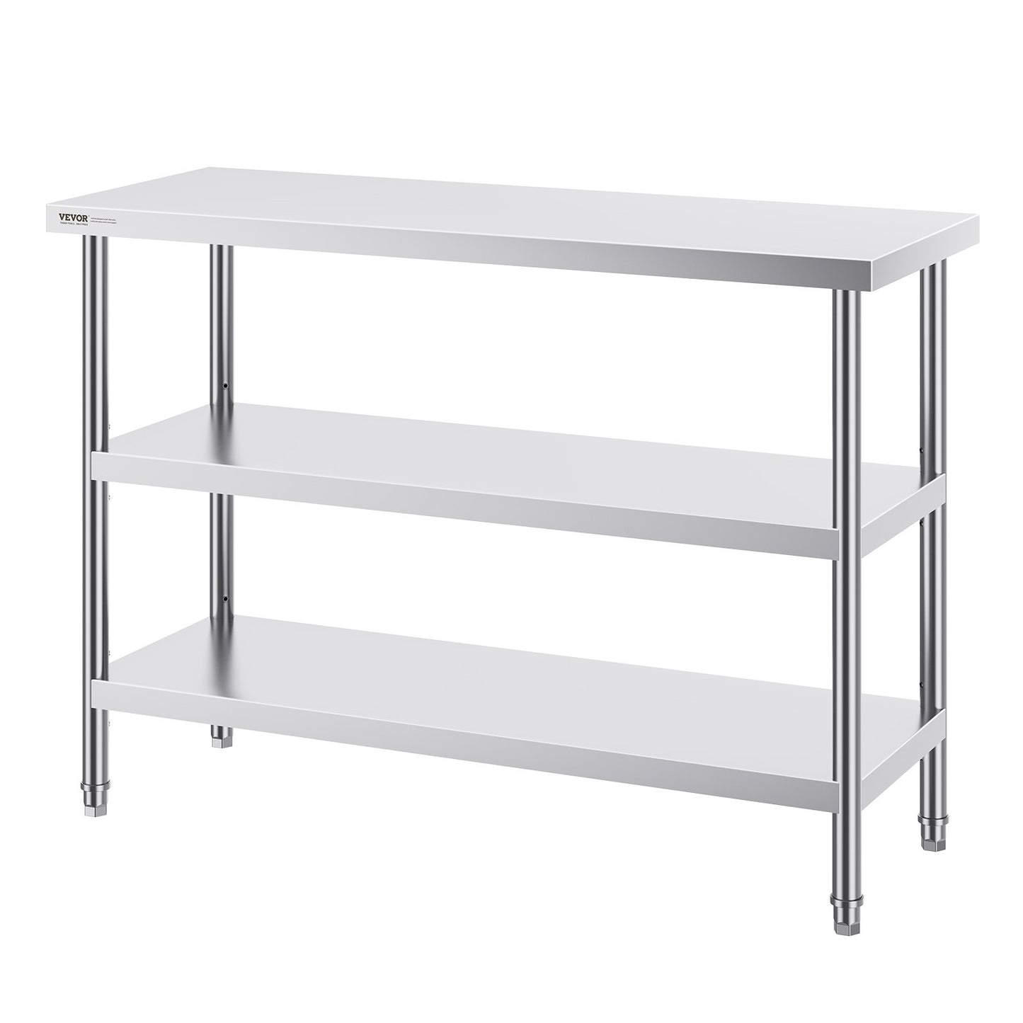 Stainless Steel Food Prep Table, 18 X 48 X 34 Inch Commercial Kitchen Worktable, With 2 Adjustable Undershelf, Heavy Duty Prep Table Metal Work Table For BBQ, Kitchen, Home, And Garage
