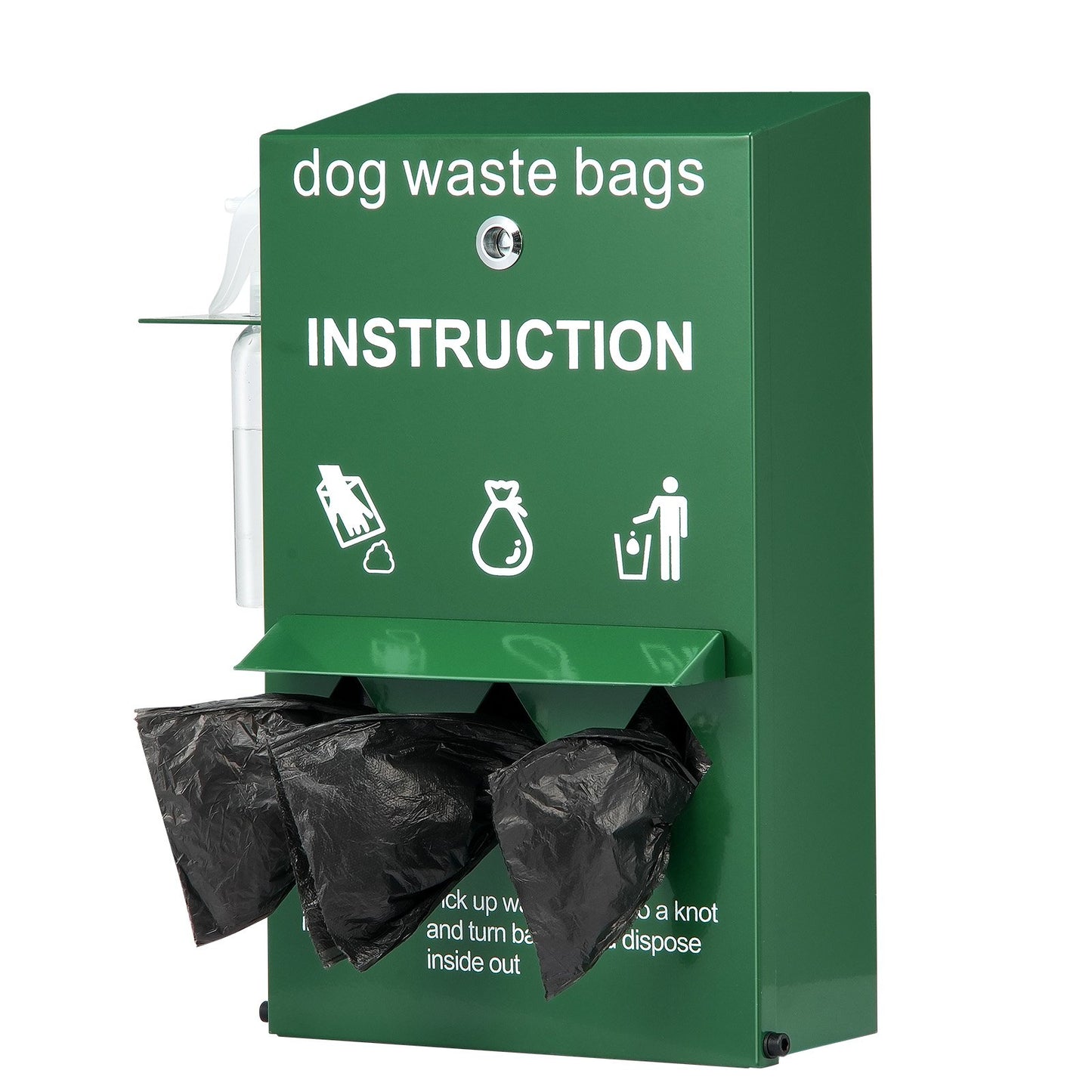 Dog Poop Bag Dispenser With Hand Wash Bottle, Lockable Outdoor Dog Waste Bag Holder With 600 Waste Bags, Stake, Pole, Fence & Wall Mounted Dog Poop Bag Storage, Pet Waste Station For Porch, Lawn