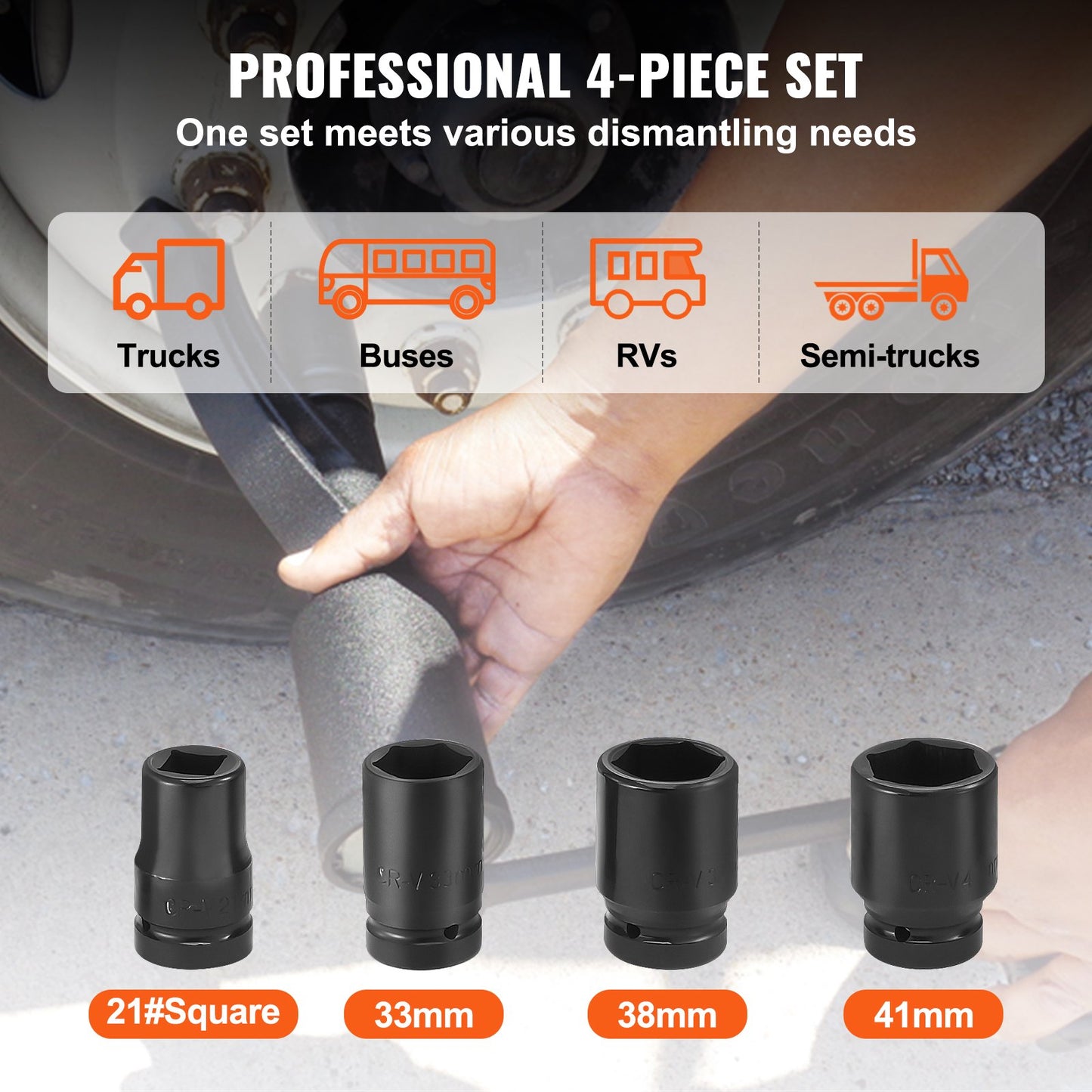 Torque Multiplier, 1 Inch Drive Lug Nut Wrench/Multiplier Heavy Duty Torque Multiplier Wrench Set, 1:64 6,800N.m Lug Nut Remover, Includes 4 Sockets (21-41mm) And Storage Case