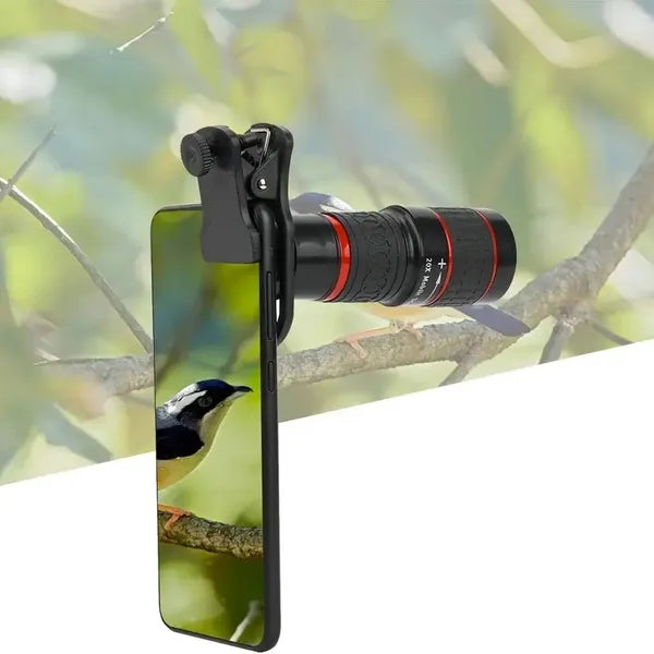 Mobile Phone Attachment Lens, Mobile Zoom Lens, Mobile Camera And Accessories, 8X, 12X, 20X, Smartphone And Tablet Long Focus Telephoto With Clip, Black