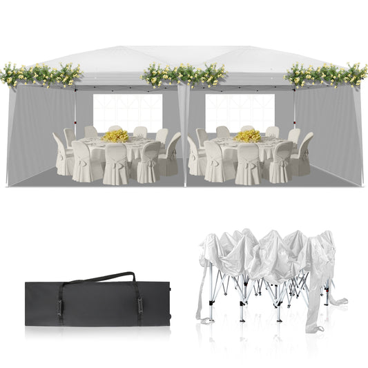 10x20ft White 4 Sides -2 Windows Folding Shed Oxford Cloth Spray Painted Iron Pipe Portable