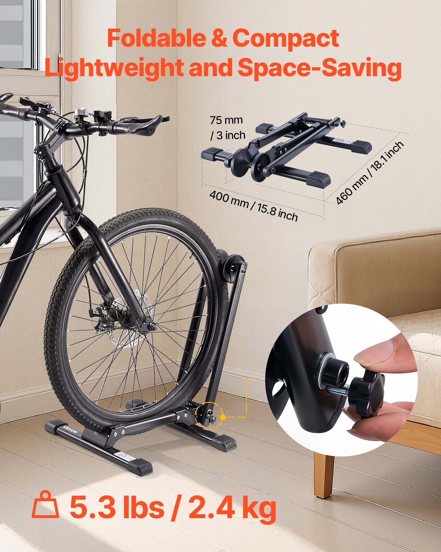 Foldable Bike Rack For 20 To 29 Inch Mountain & Road Bikes Storage Stand 2 Pack