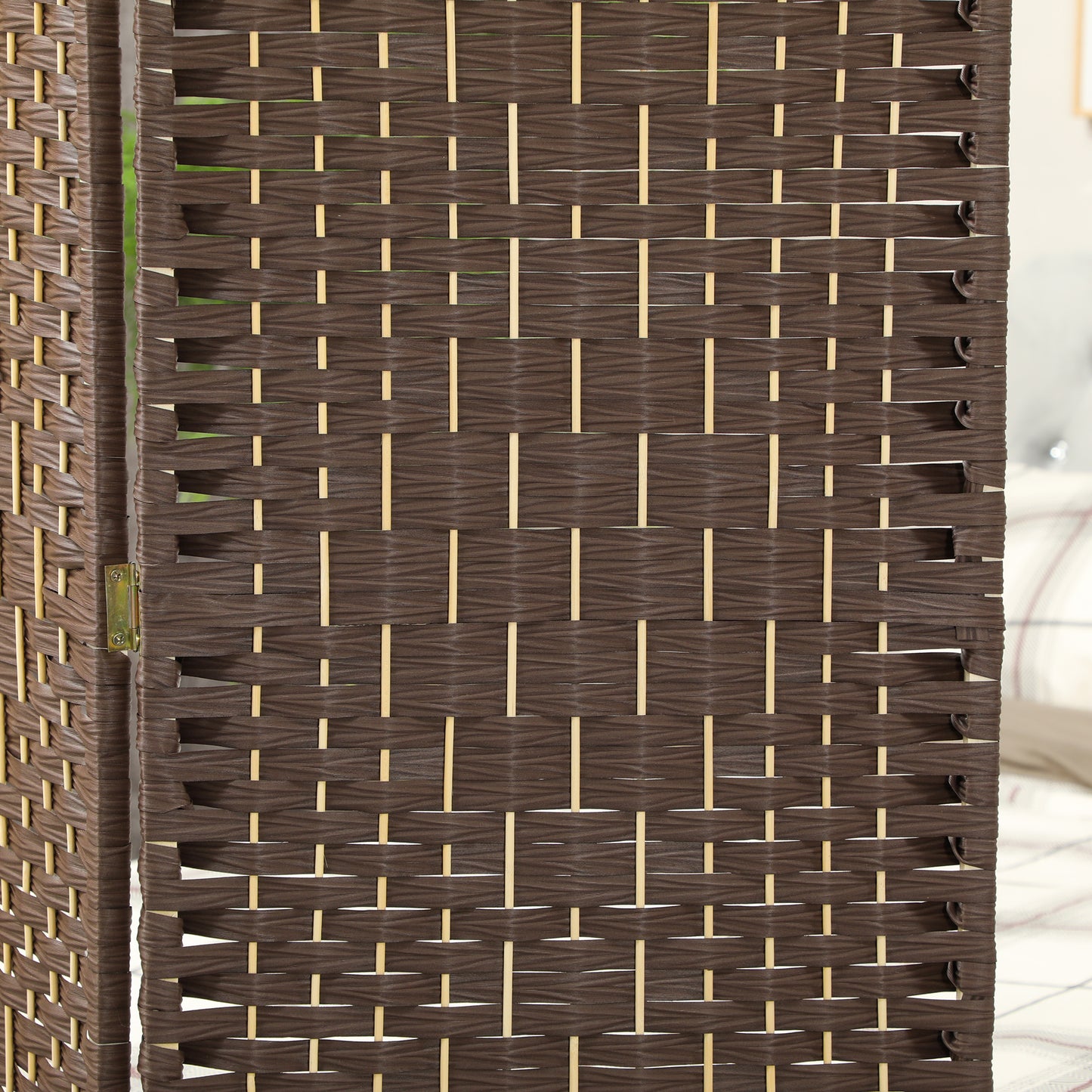 Folding Room Divider Screen 3 Panel 6' Tall Privacy Screen Freestanding Wood Partition for Home Office, Brown