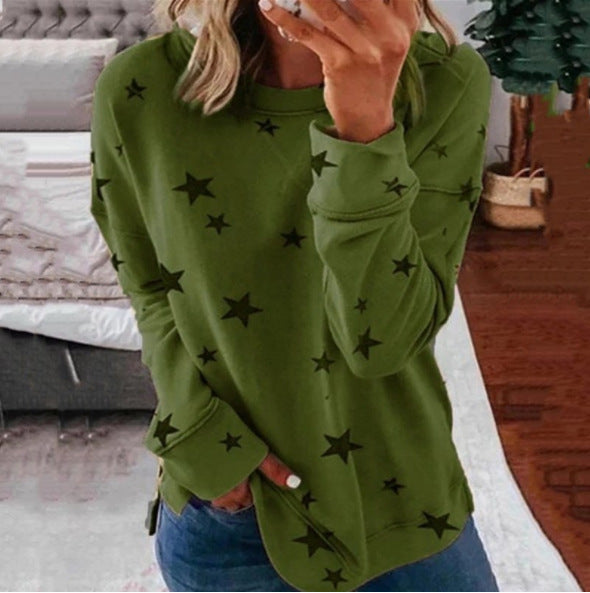 Star print stitching T-shirt fashion top women