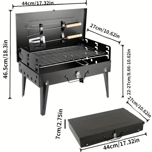 1pcs Box Home Outdoor Folding Grill Portable Multifunctional Camping Barbecue Grill, Comes With Tools, Easy To Use, Suitable For Outdoor Camping, Picnic, Party Use, Best Gift For Husband And Father