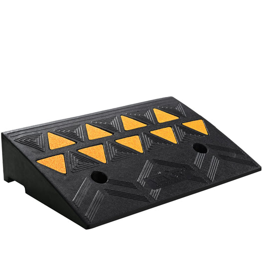 Rubber Curb Ramp 4.25' Rise Height Sidewalk Curb Ramp, 11.8' Width 19.7' Length Driveway Ramp For Curb, 15T Heavy Duty Rubber Ramp For Forklifts, Trucks, Buses, Cars, Wheelchairs, Bikes