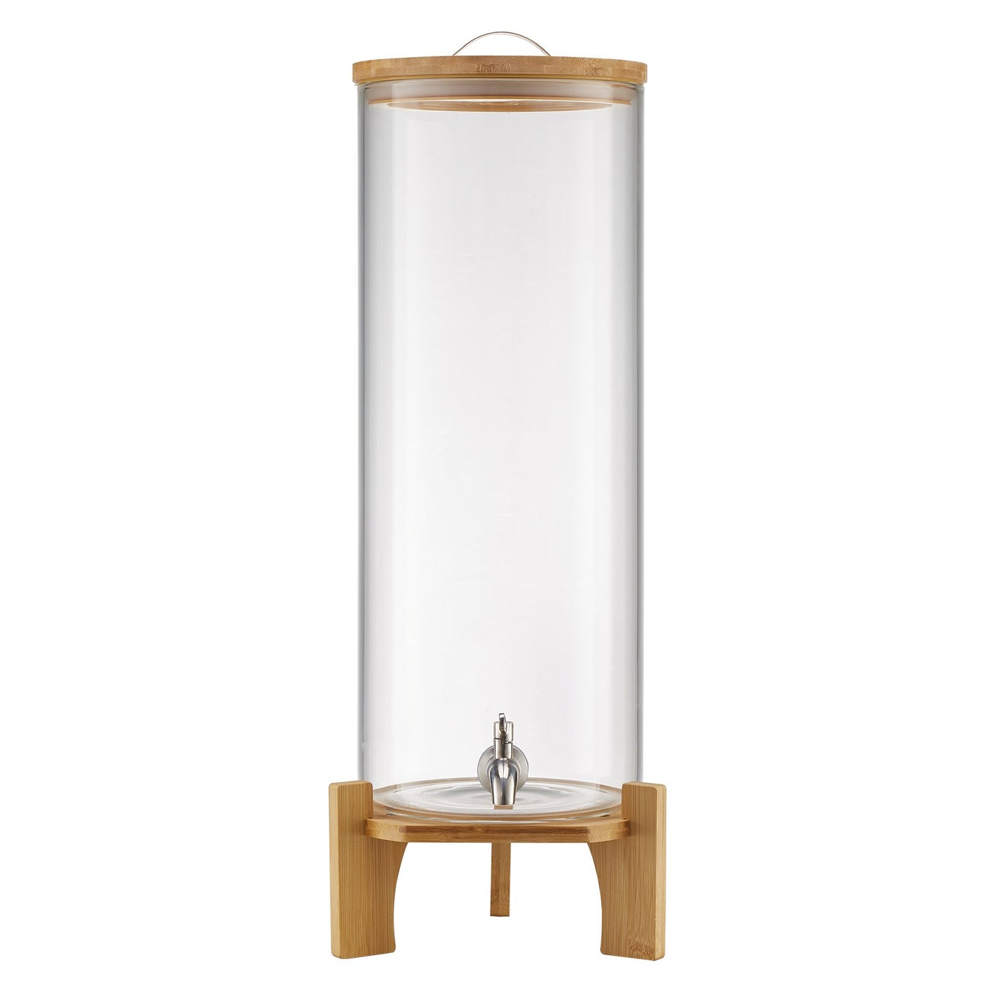 Beverage Dispenser, 3.5 Gallon Drink Dispensers For Parties, Glass Juice Dispenser With Wood Stand, Stainless Steel Spigot, Iced Tea Lemonade Juice Water Dispensers For Parties
