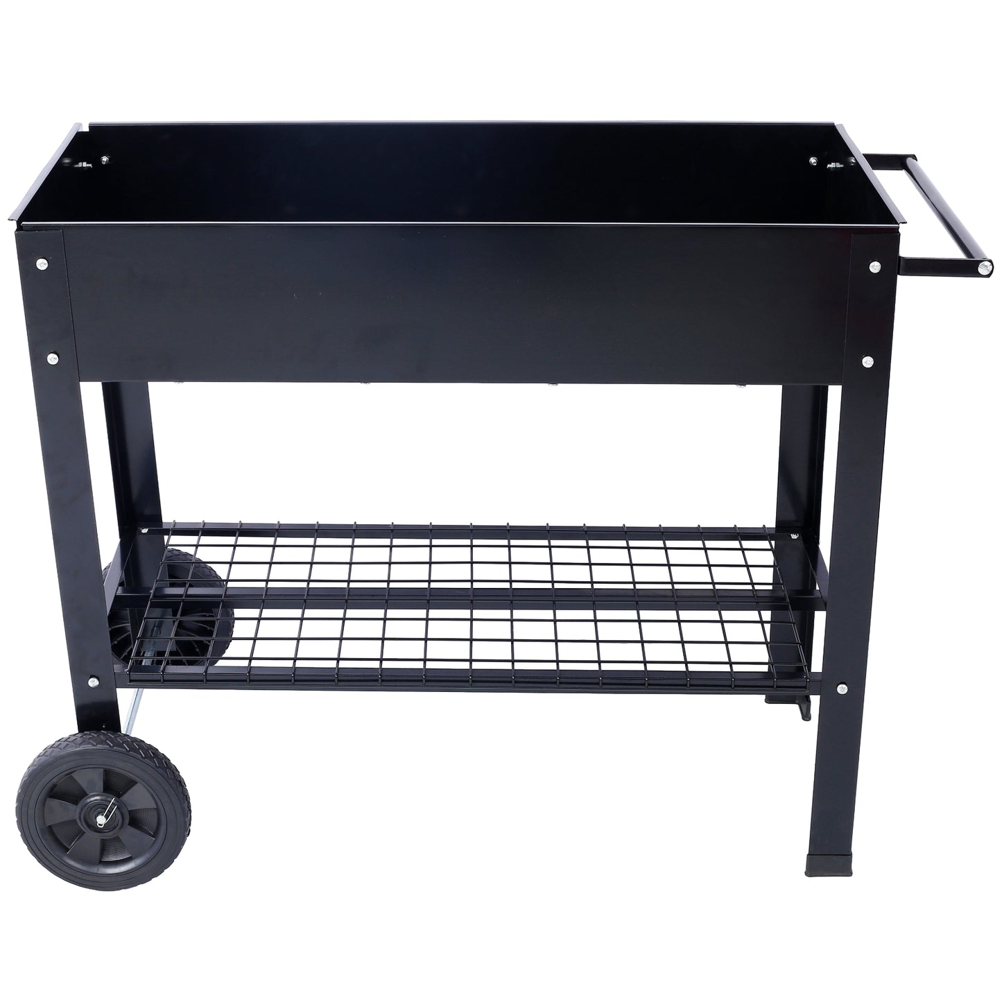 Products Elevated Mobile Raised Ergonomic Metal Planter Garden Bed For Backyard, Patio W Wheels, Low
