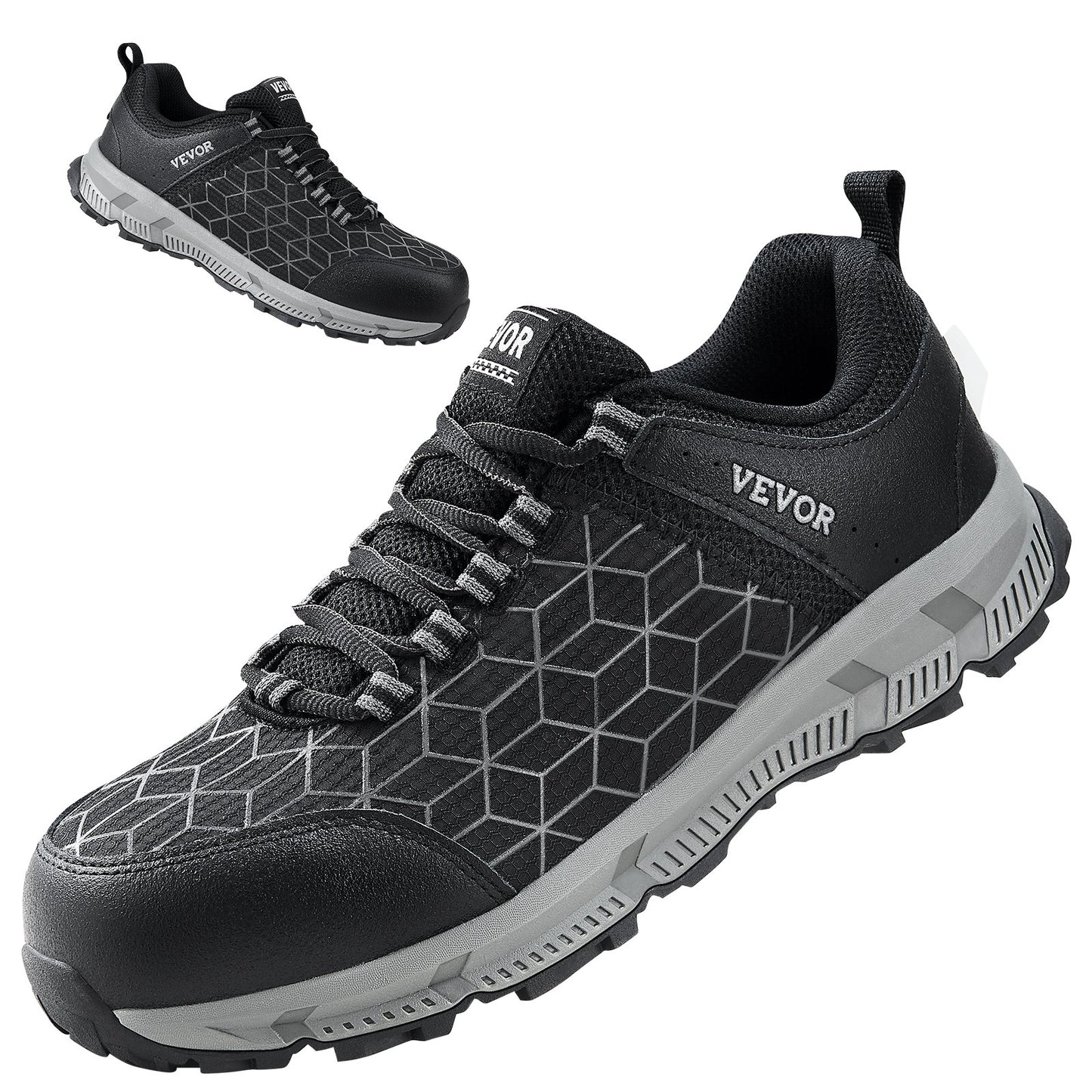 Steel Toe Shoes For Men, US Size 9.5, Men’s Cushion Sport Safety Toe Athletic Work Shoe, Indestructible Safety Sneakers Lightweight,Breathable Industry Construction Work Shoes, Black