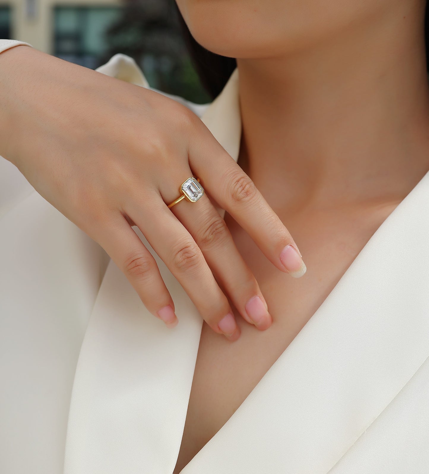 1Pagoda - A Fashionable Diamond Jewelry Piece Set With Moissanite S925 Sterling Silver And Gold-plated Diamond Ring Prohibit TikTok sales