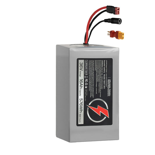36V Electric Scooter Battery, 16Ah, Ebike Lithium Battery Pack With 30A BMS, Charger, T-Plug Expansion Cable, 500+ Cycles, Compatible With 2880W Motors, For Electric Bikes Bicycles, Scooters