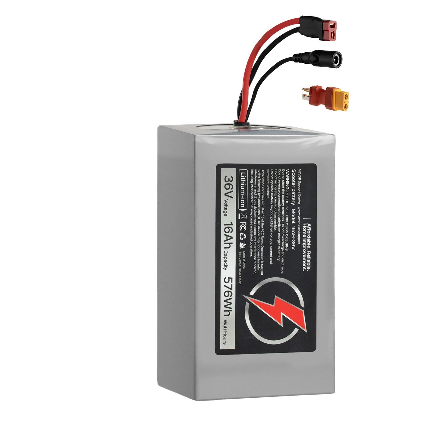 36V Electric Scooter Battery, 16Ah, Ebike Lithium Battery Pack With 30A BMS, Charger, T-Plug Expansion Cable, 500+ Cycles, Compatible With 2880W Motors, For Electric Bikes Bicycles, Scooters