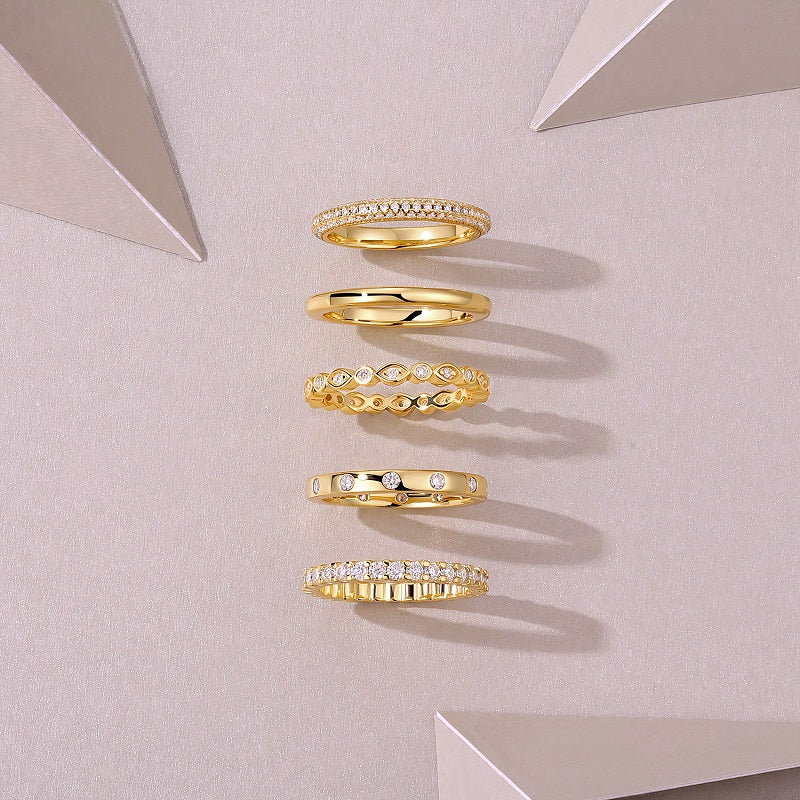 1Gold Ring - A Fashionable Men’s And Women’s Ring And Jewelry Piece Set With Moissanite S925 Sterling Silver And Gold-plated Diamonds Prohibit TikTok sales