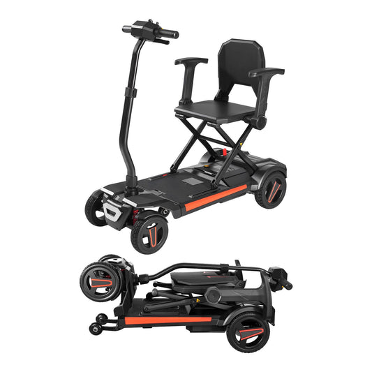 4-Wheel Electric Mobility Scooter For Adults & Seniors, Integrated Foldable Mobility Scooter With 9.3 Miles Long Range, All Terrain Travel Wheelchair With 9° Climbing Capacity & 265LBS Loading