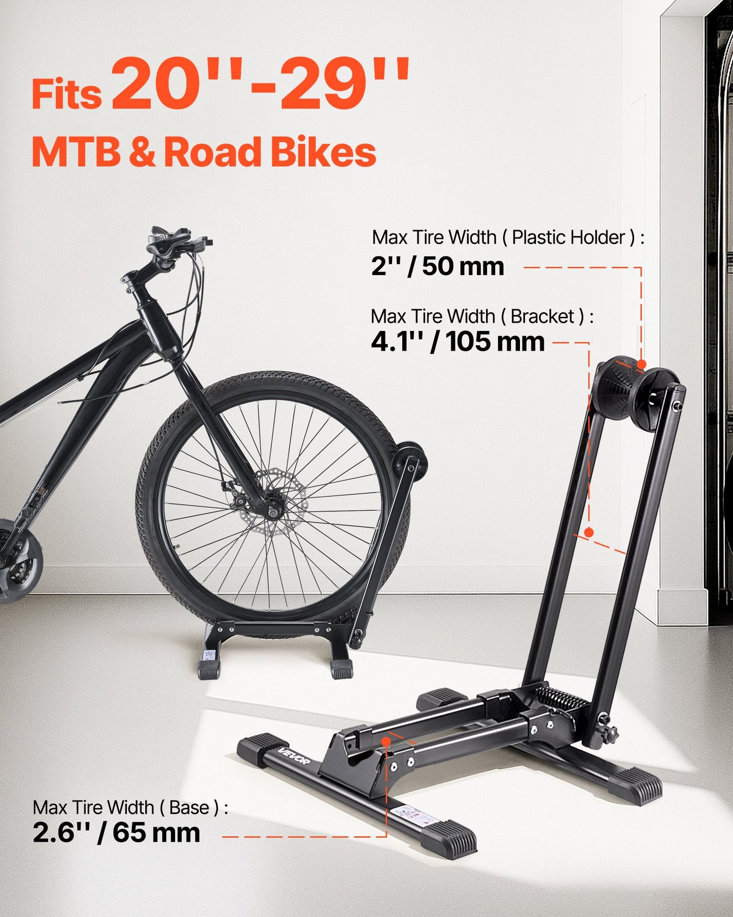 Foldable Bike Rack For 20 To 29 Inch Mountain & Road Bikes Storage Stand
