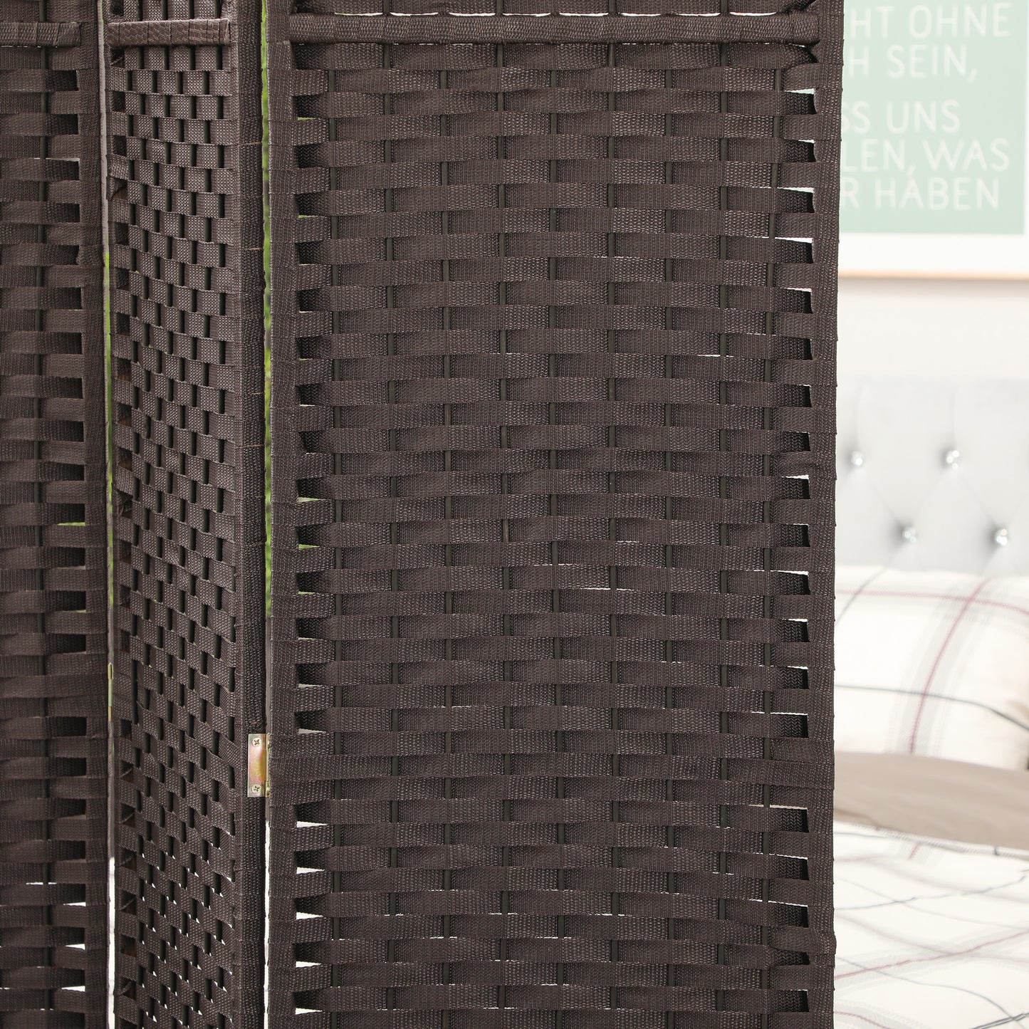 Folding Room Divider Screen 8 Panel 5.6 ' Tall Privacy Screen Freestanding Room Partition for Home Office, Brown