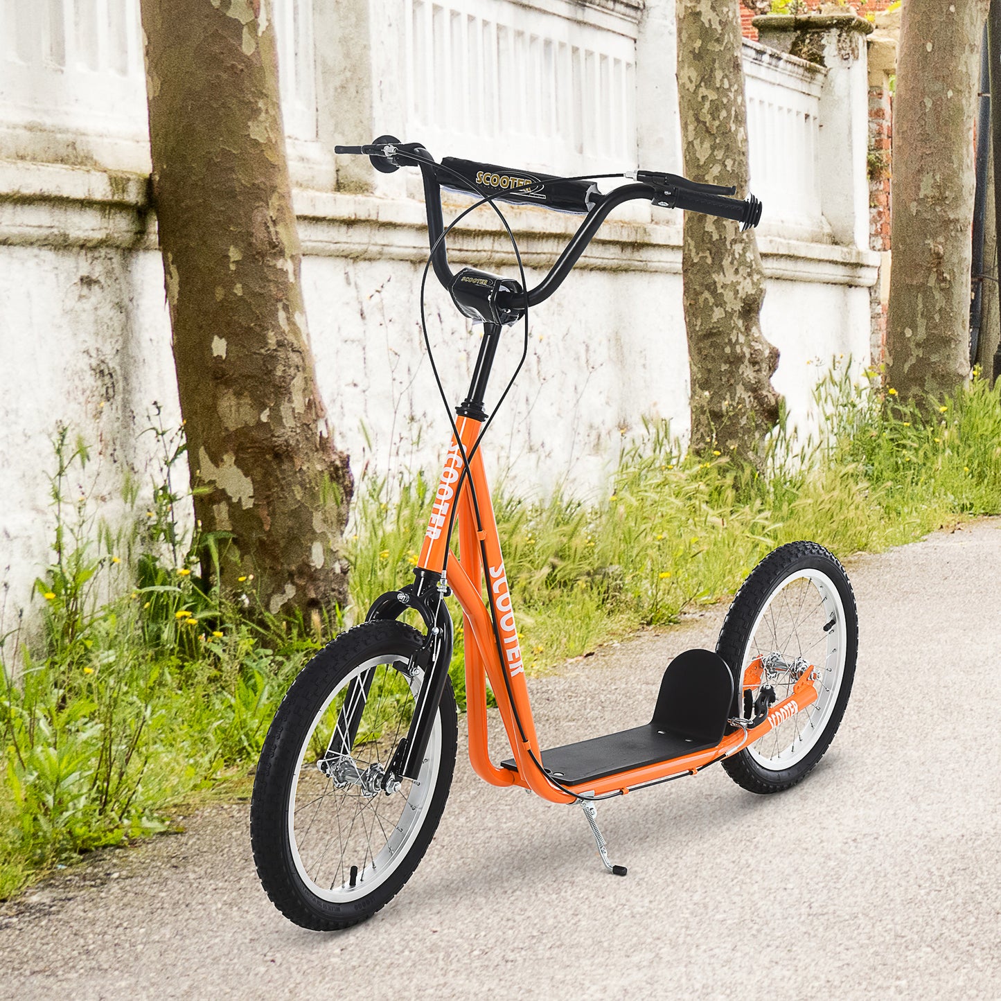 Youth Scooter Kick Scooter For Kids 5+ With Adjustable Handlebar Front And Rear Dual Brakes, Orange