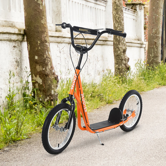 Youth Scooter Kick Scooter For Kids 5+ With Adjustable Handlebar Front And Rear Dual Brakes, Orange