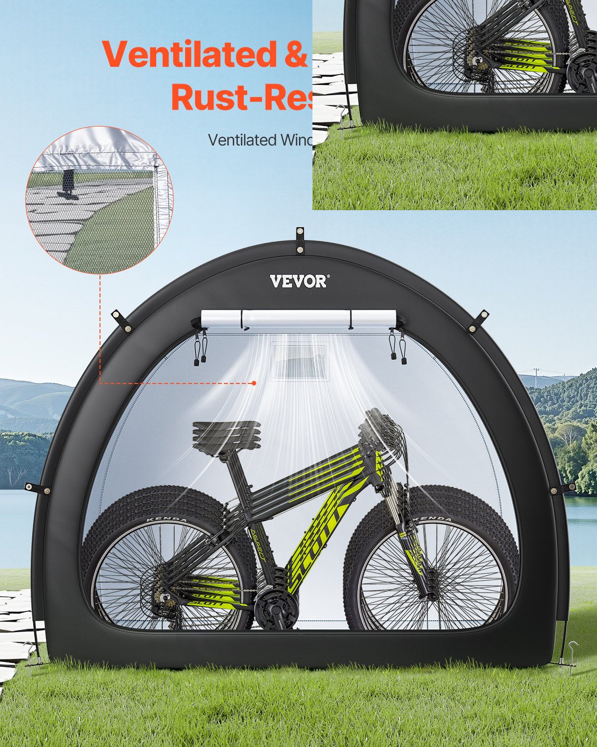 Outdoor Bike Storage Tent Fan-Shaped Waterproof Bike Tent For 4 To 5 Bikes