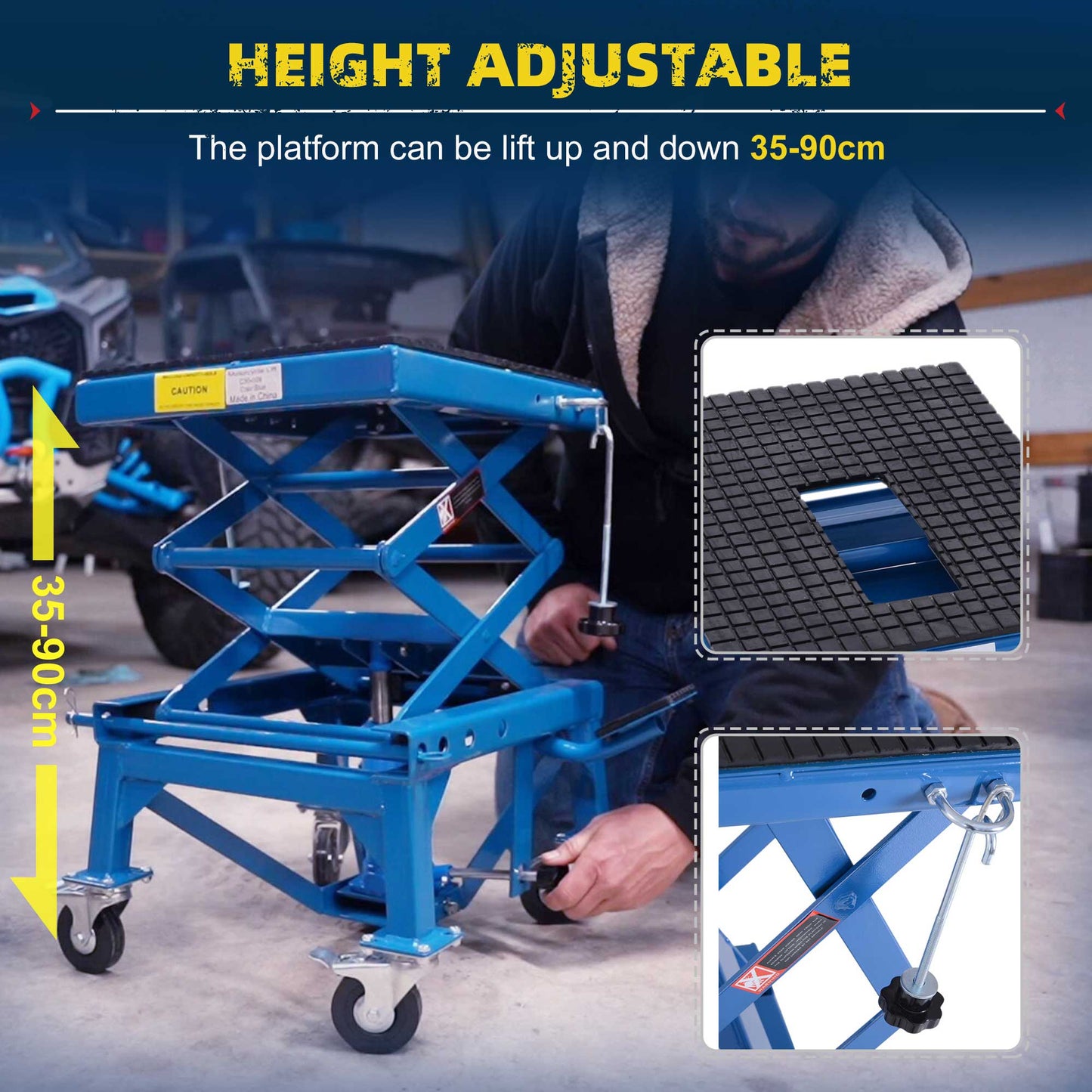 300 Lbs Hydraulic Motorcycle Scissor Jack Lift Foot Step Wheels For Small Dirt Bikes