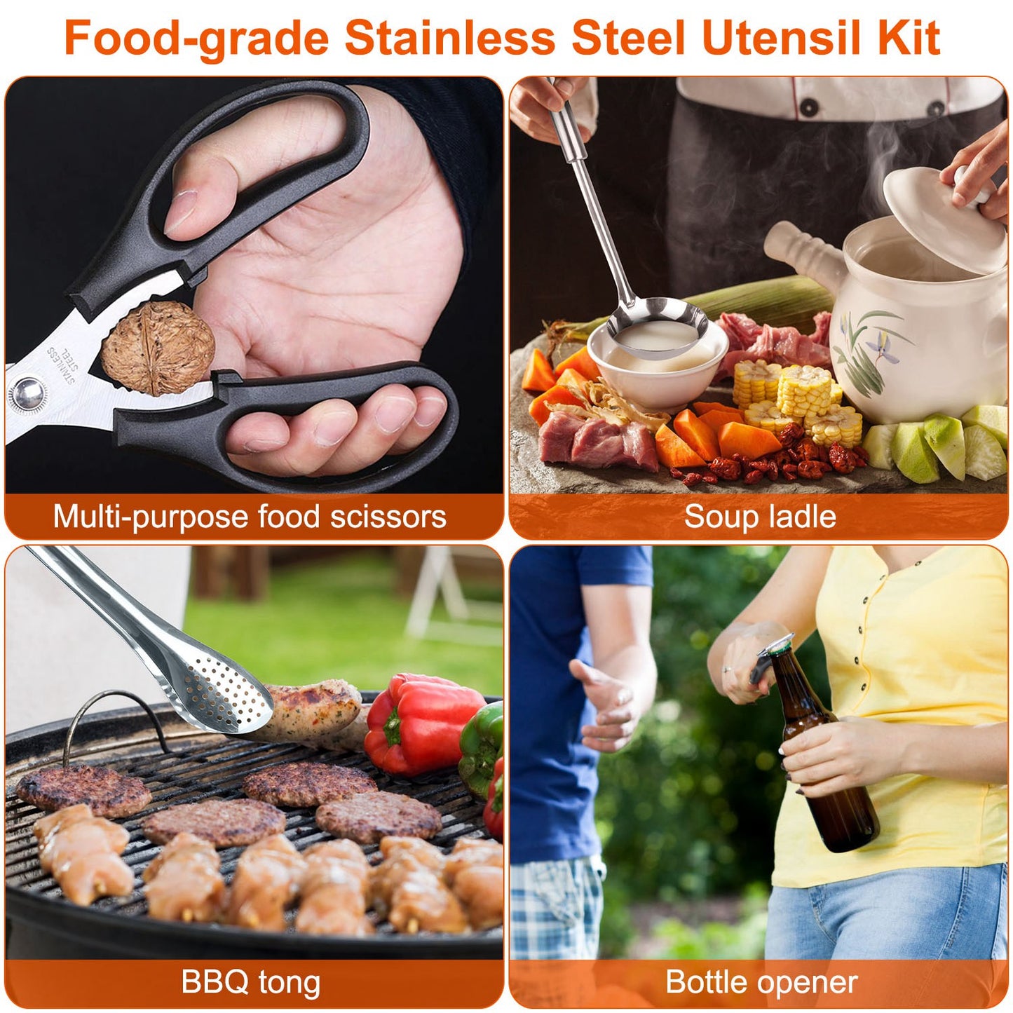 19Pcs Camping Cooking Utensil Kit Portable Picnic Cookware Outdoor Kitchen Equipment Gear Campfire Barbecue Appliances With Storage Bag