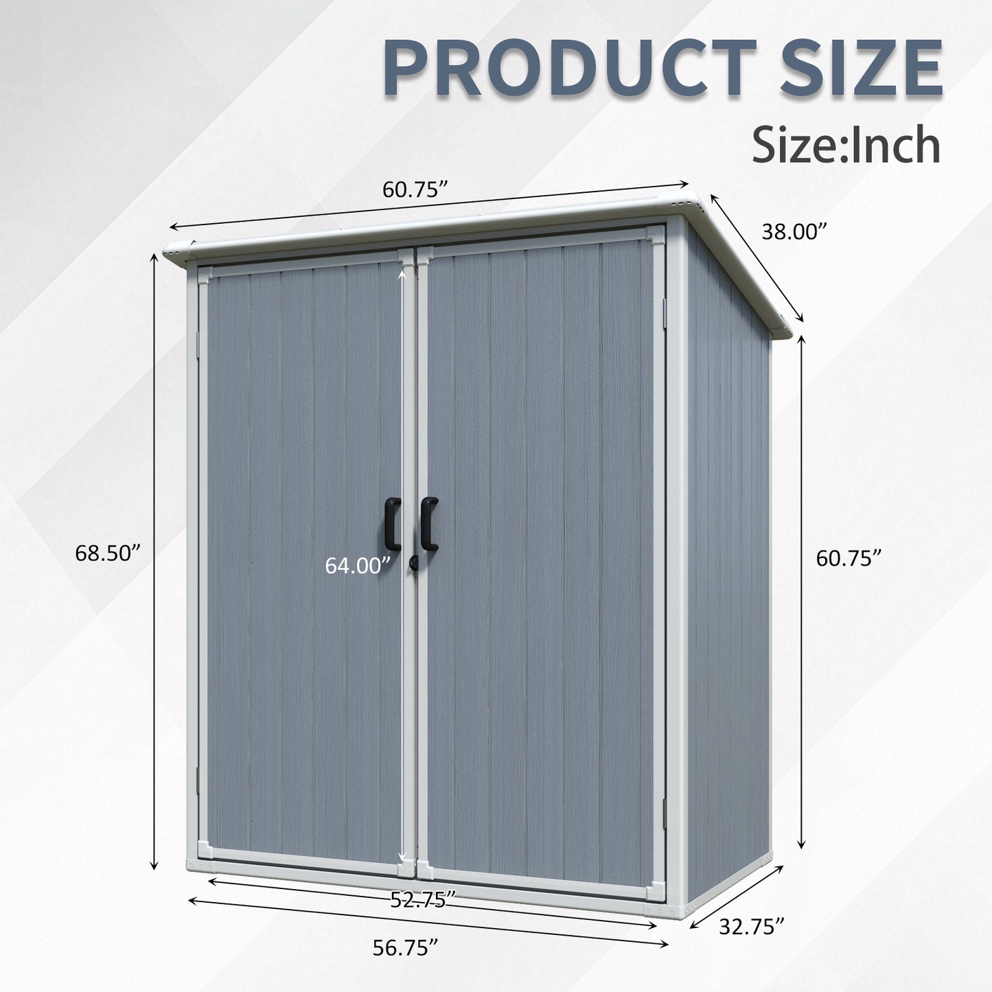 5x3FT Outdoor Storage Shed Waterproof Resin Cabinet With Lockable Doors For Bikes And Patio Furniture