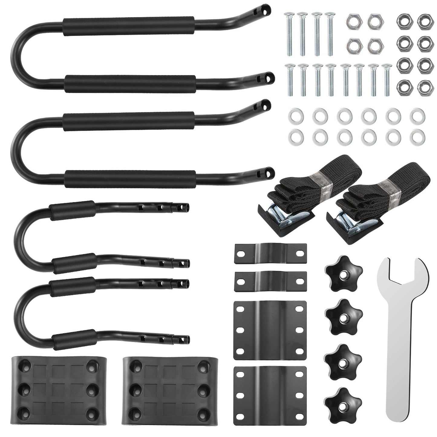 1 Pair Universal J-Bar Kayak Carrier 220LBS Load Heavy Duty Canoe Car Top Mount Carrier Roof Rack With 2Pcs Tie Down Straps