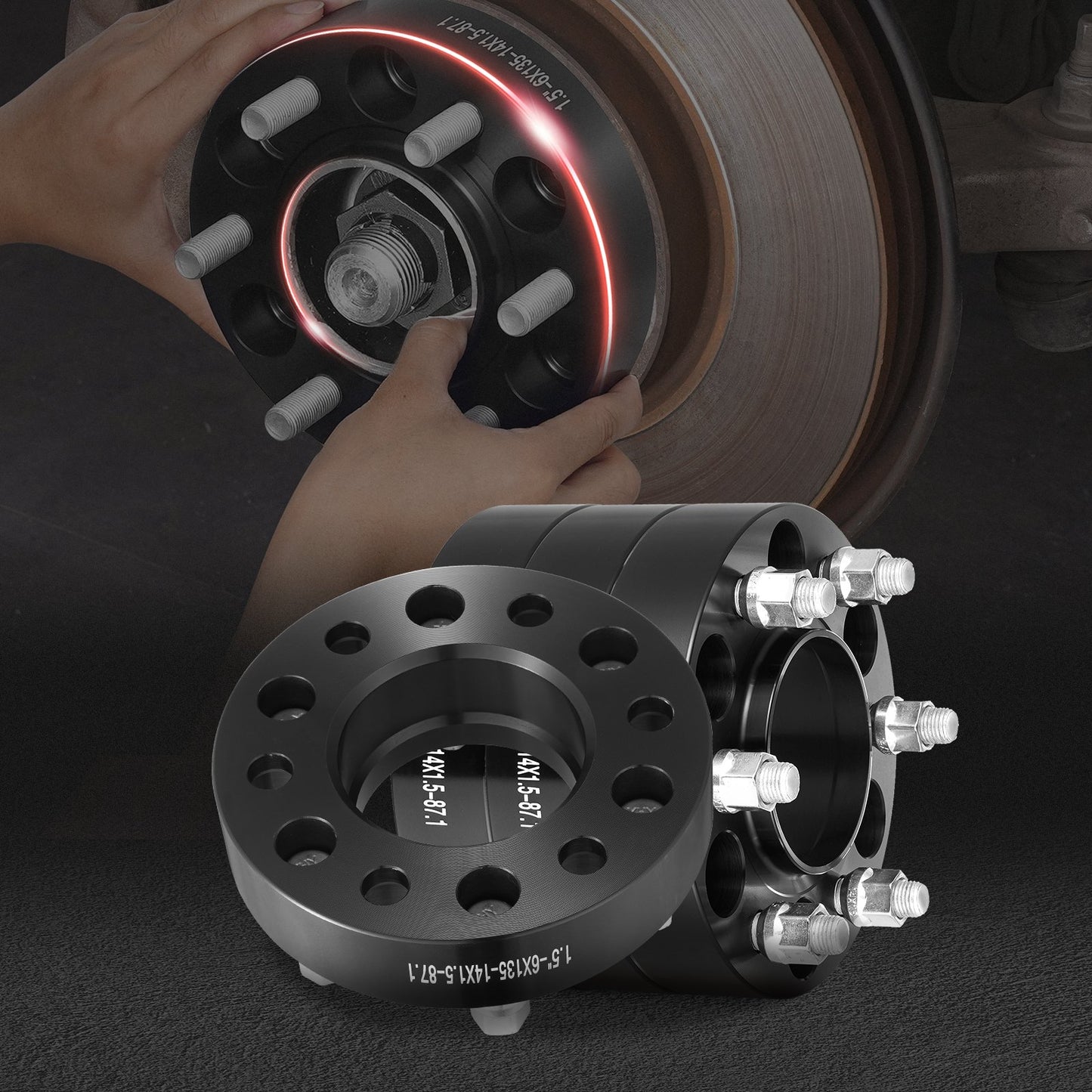 Wheel Spacers Wheel Adapters 6 Lug Forged Spacer 4 PCS Black