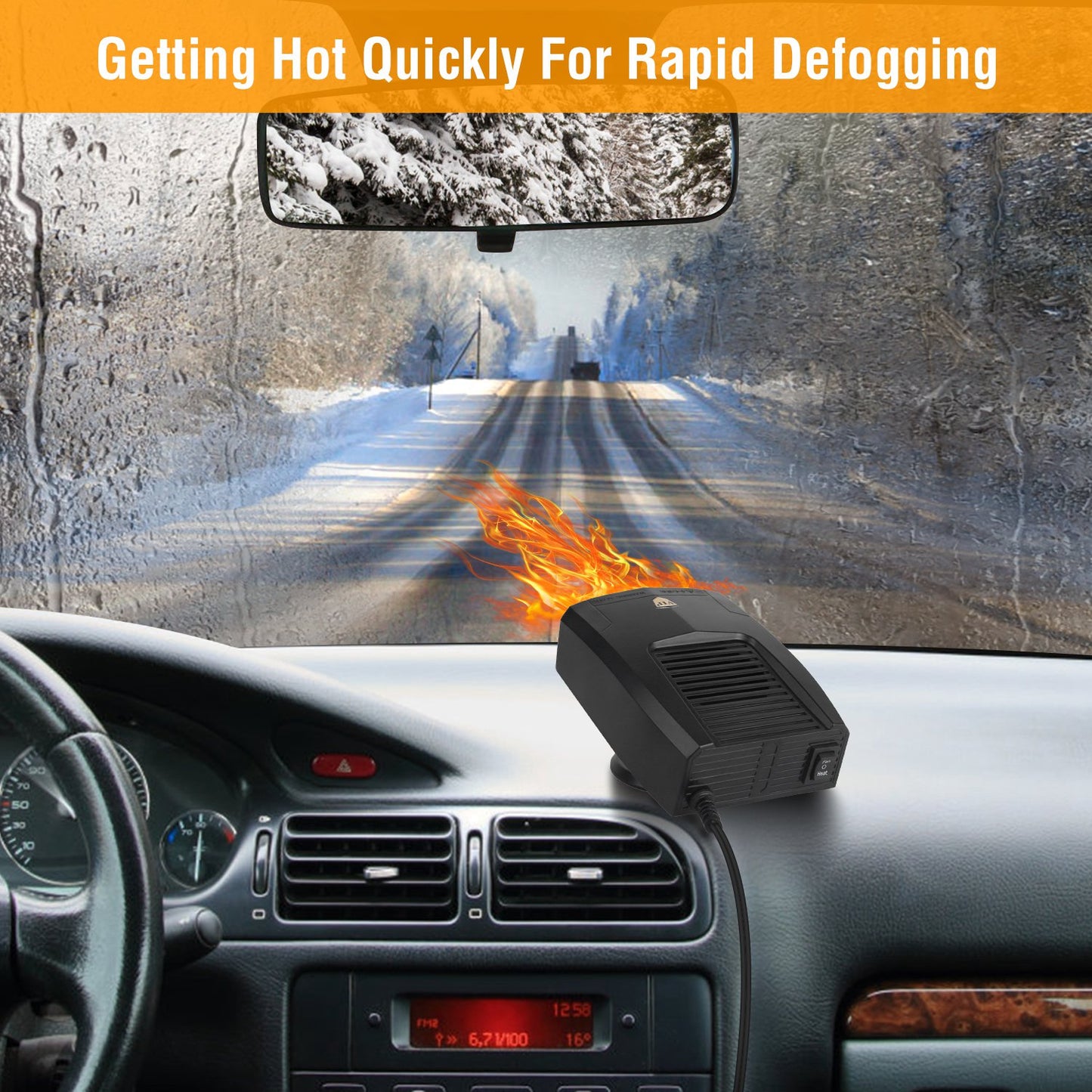 24V 180W OR 12V 150W Portable Car Heater Heating Fan 2 In 1 Defroster Defogger Demister Windshield Heater Automotive Cooling Fan With 360 Degree Rotating Base