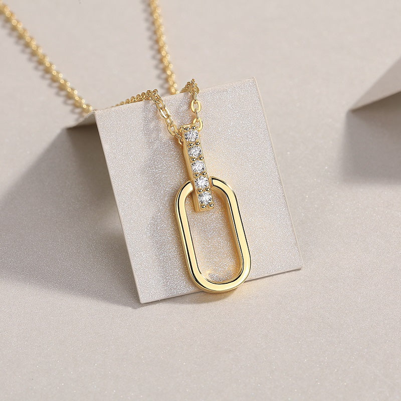 1Light And Shadow Geometry - A Fashionable And Trendy Diamond Jewelry Necklace Pendant Set With Moissanite S925 Sterling Silver And Gold Plating Prohibit TikTok sales