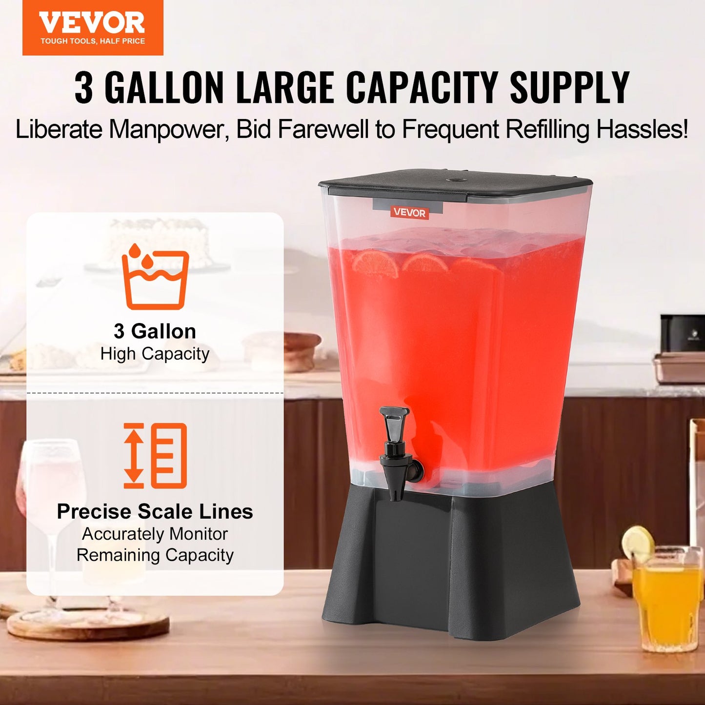 Beverage Dispenser, 5 Gallon Drink Dispenser For Parties, Plastic Juice Dispensers With No-Drip Spigot, Iced Tea Lemonade Juice Water Dispensers, For Restaurants, Hotels, Parties