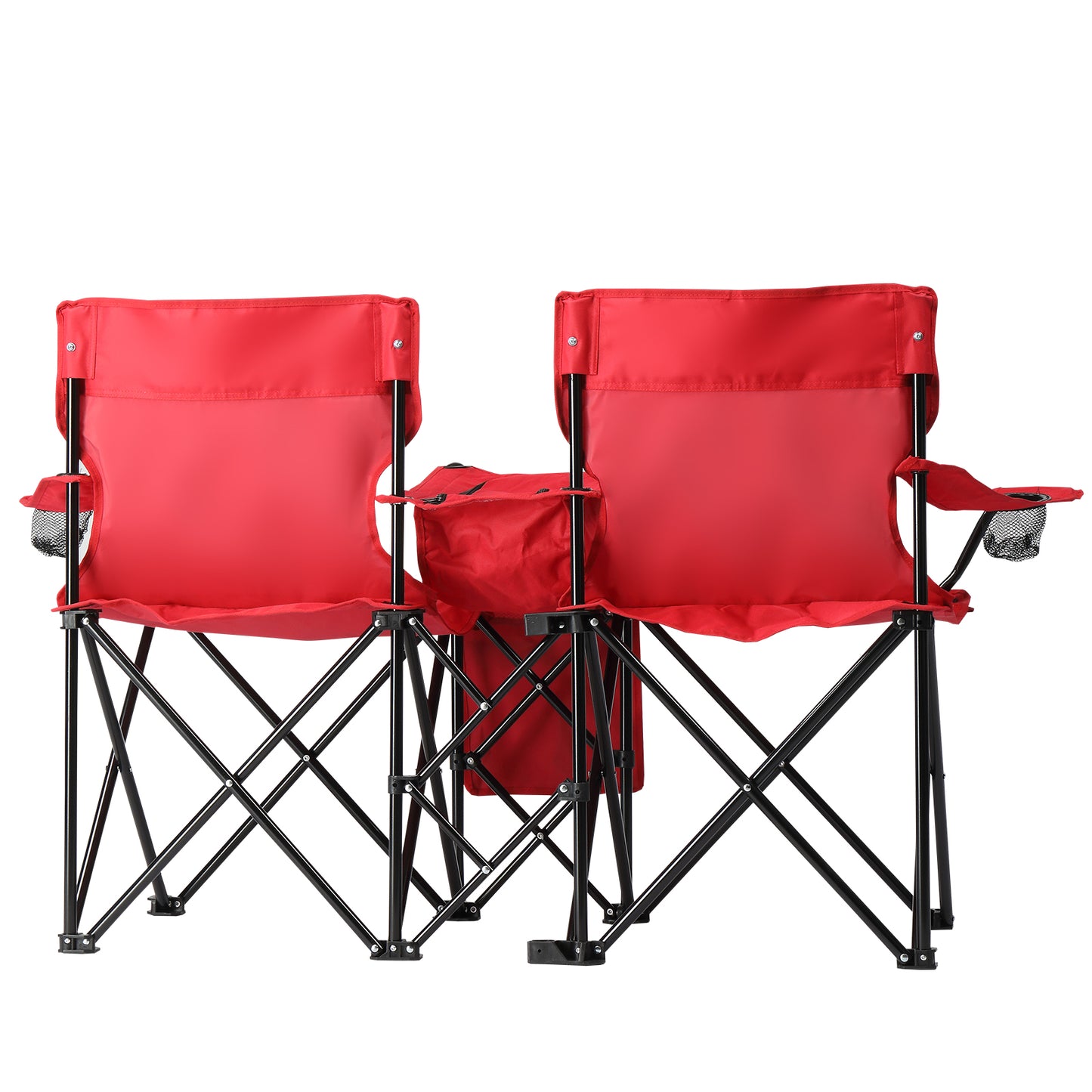 Camping Chairs, Folding Double Chair With Removable Umbrella, Cup Holders, Cooler Bag, Side Pocket & Carry Bag, For Beach, Outdoor, Sports, Concerts, Travel, Picnic