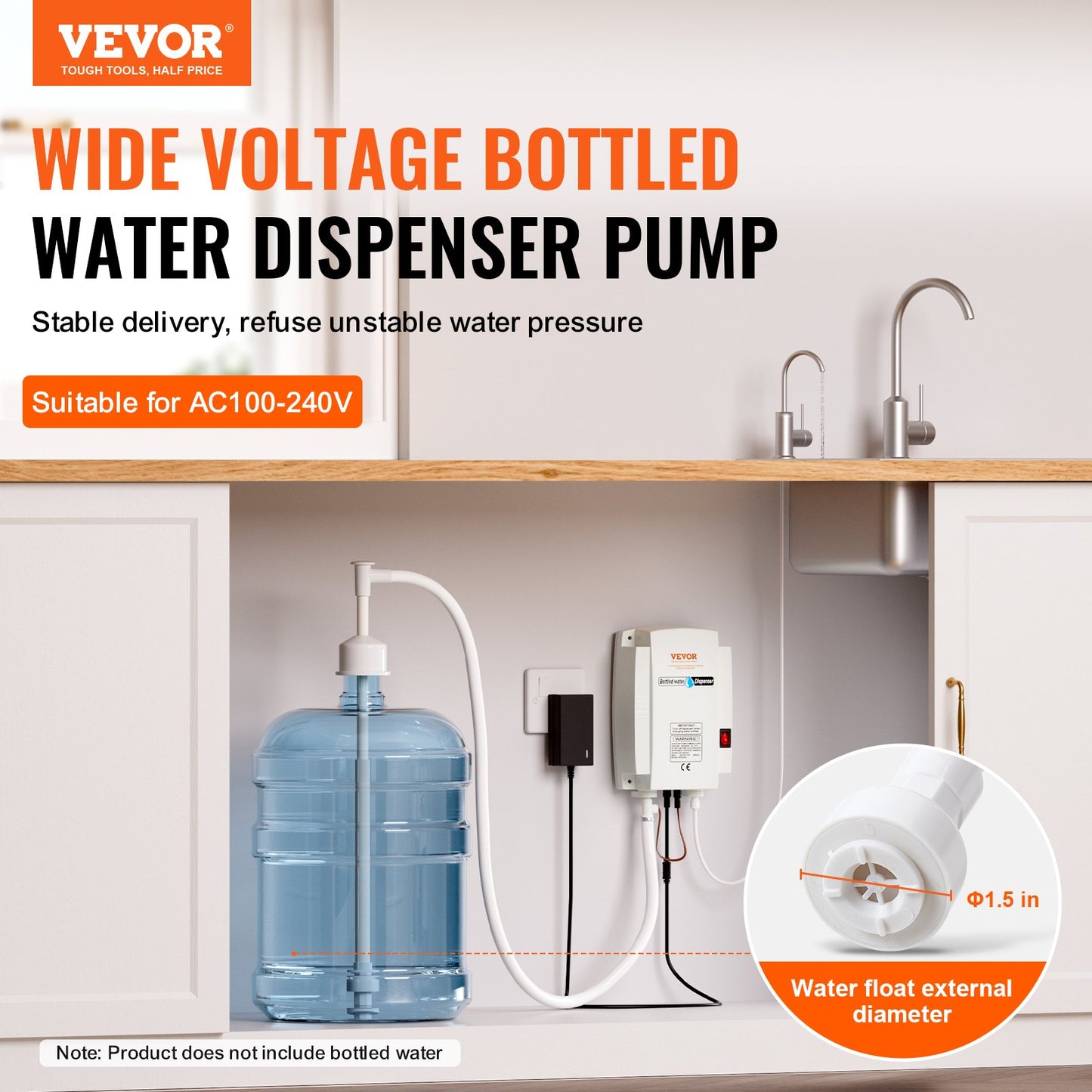 Bottled Water Dispenser Pump System, 5 Gallon Dispensing System, Automatic Electric Water Dispenser, Single Inlet Water Jug Pump, Compatible Use With Coffee/Tea Machine, Refrigerator, Ice Maker
