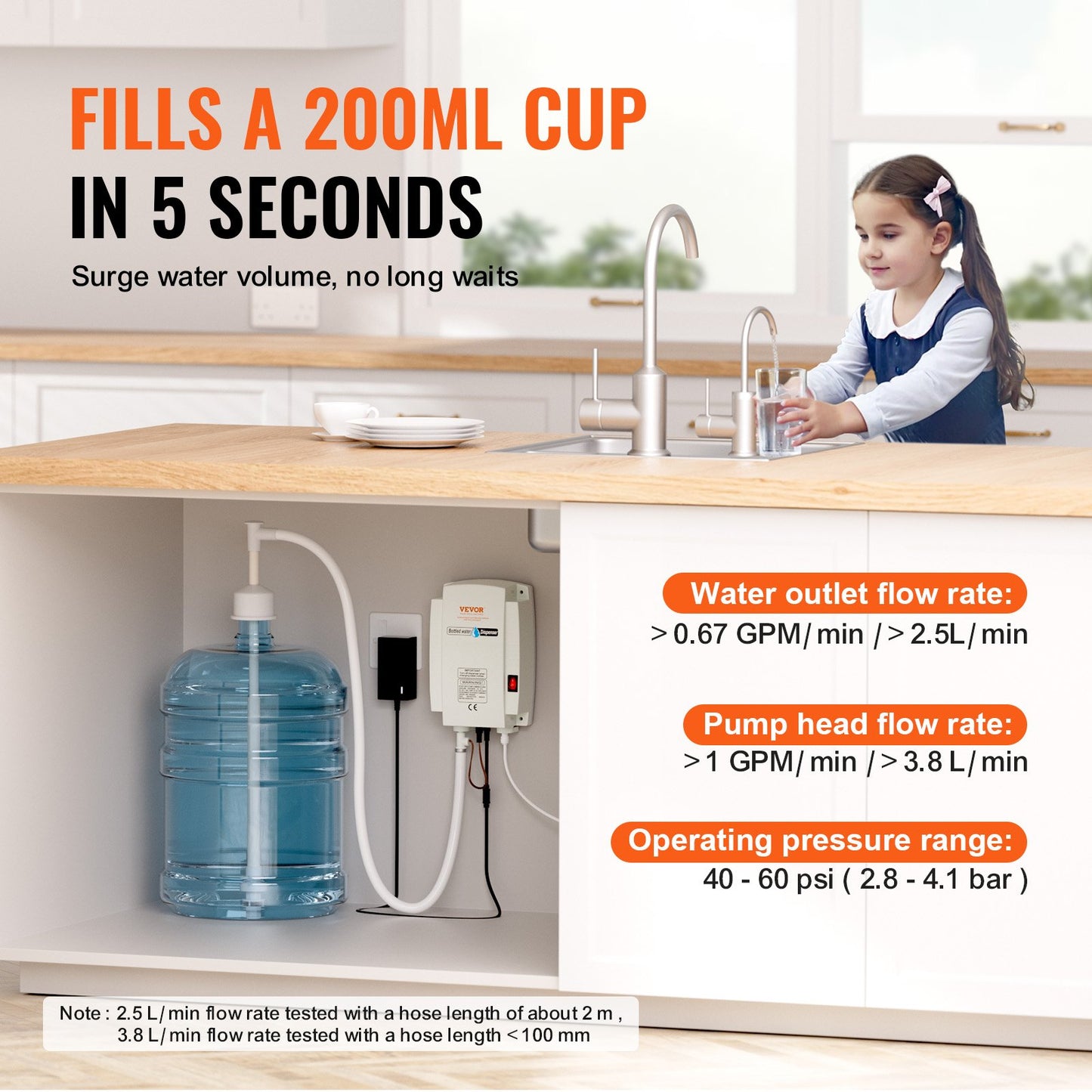 Bottled Water Dispenser Pump System, 5 Gallon Dispensing System, Automatic Electric Water Dispenser, Single Inlet Water Jug Pump, Compatible Use With Coffee/Tea Machine, Refrigerator, Ice Maker