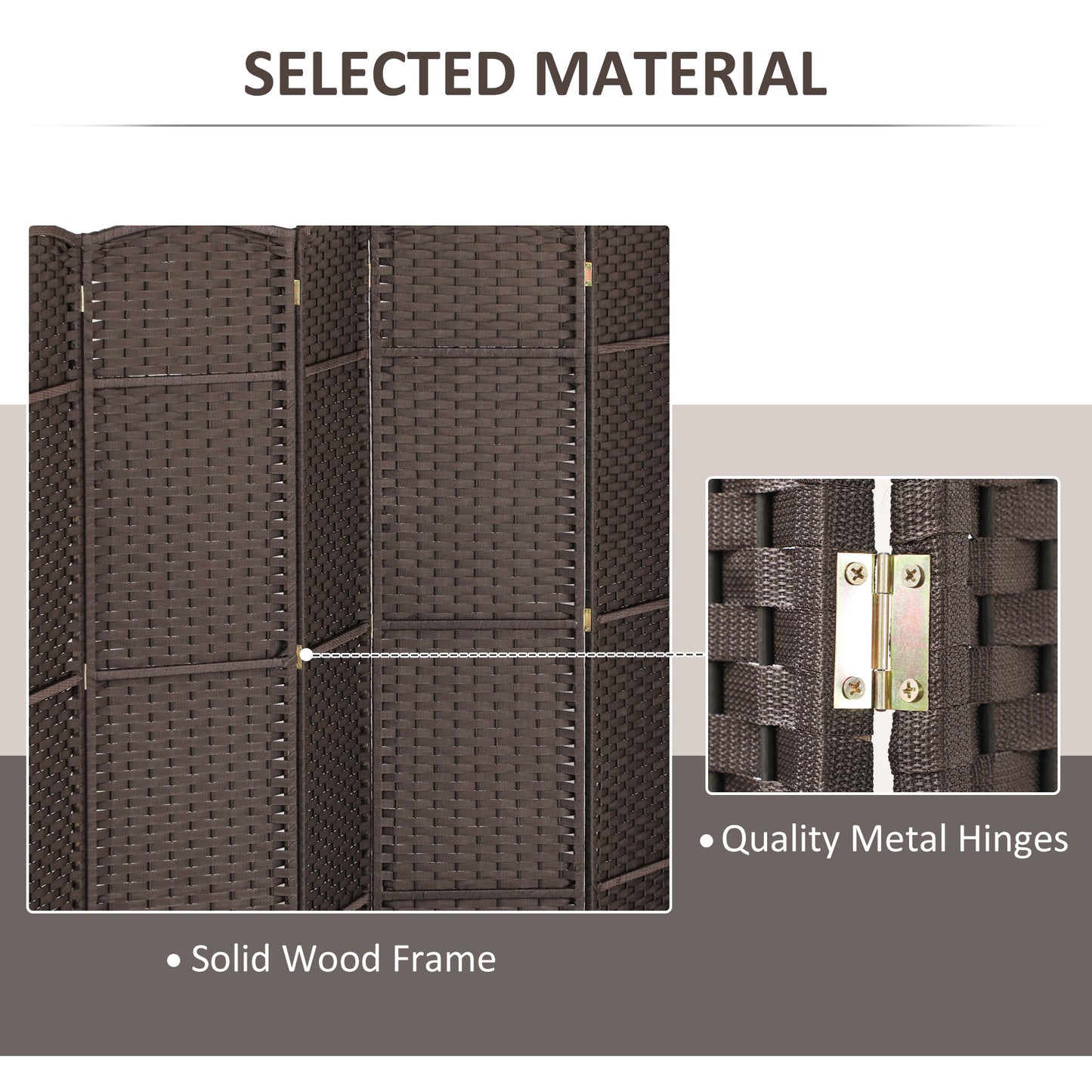 Folding Room Divider Screen 8 Panel 5.6 ' Tall Privacy Screen Freestanding Room Partition for Home Office, Brown