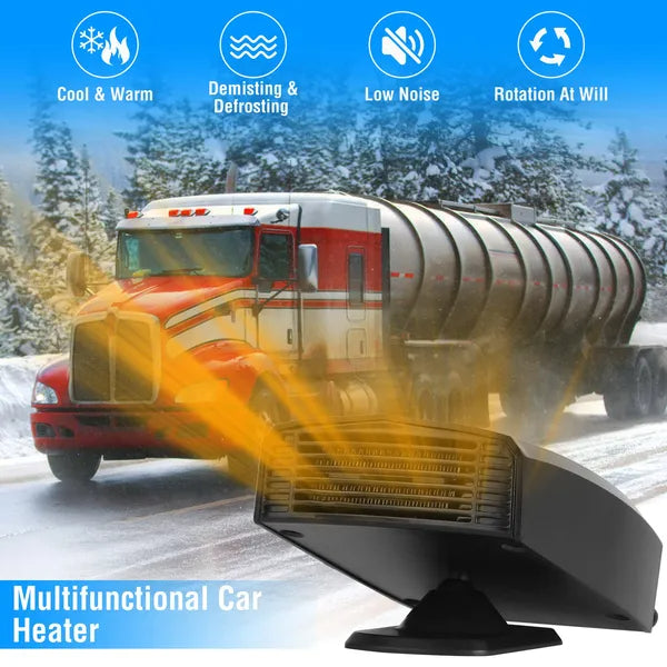 Portable Car Heater Heating Fan 2 In 1 Defroster Defogger Demister Windshield Heater Automotive Cooling Fan With Rotating Base