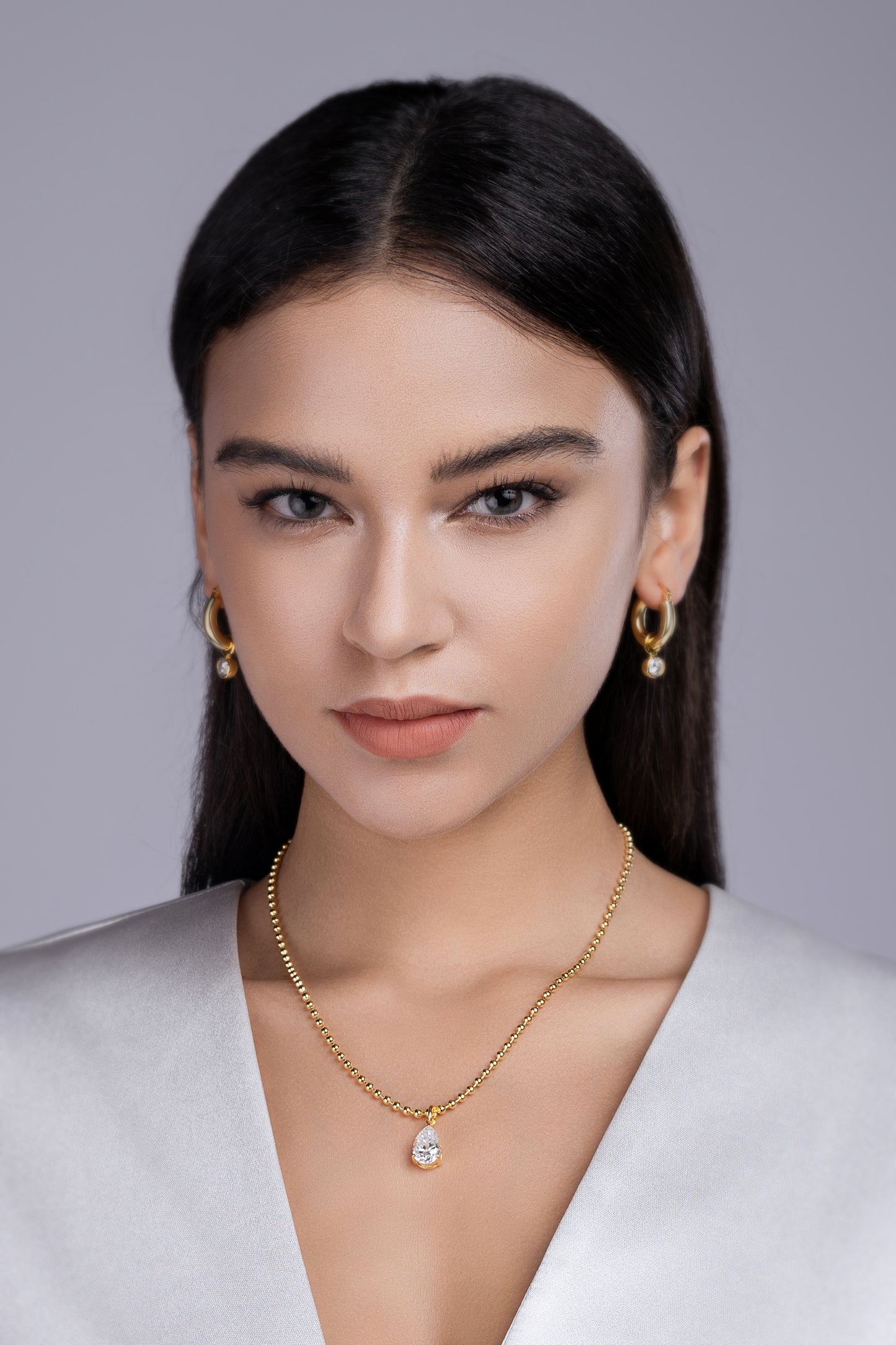 1Wish Light - A Fashionable And Trendy Diamond Jewelry Necklace Pendant Set With Pear-shaped Moissanite S925 Sterling Silver And Gold Plating Prohibit TikTok sales