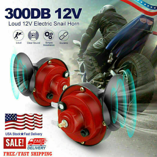 2PCS 12V 300DB Super Horn Snail Waterproof  Horn For Motorcycle Truck SUV Boat