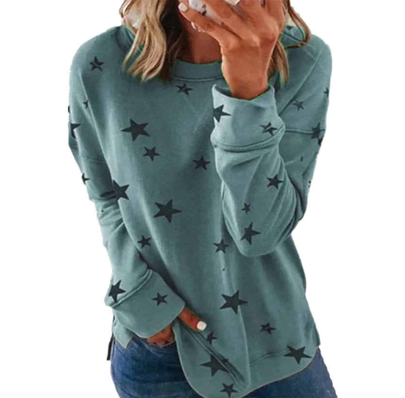 Star print stitching T-shirt fashion top women