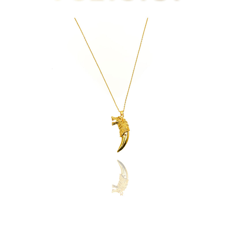 24k Gold Jewelry,Viking Wolf Necklace,Vintage Gothic Tribal Pendant,Punk Style Domineering Fierce Amulet Wolf Head Jewelry