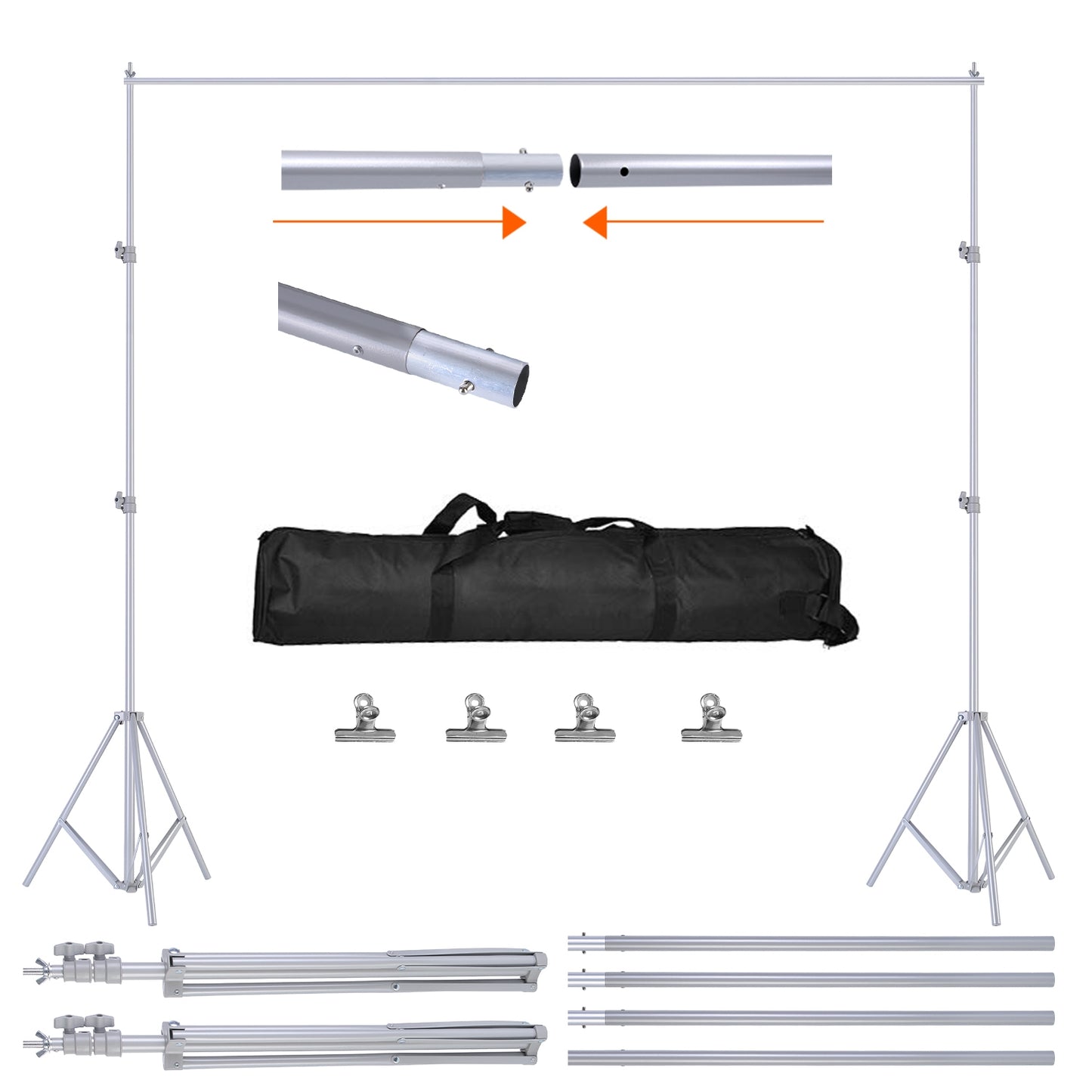1Pc 6.5 Plus 10ft Photo Video Studio Backdrop Background Stand Adjustable Heavy Duty Photography Backdrop Support Stand Set With Carrying Bag Clamps