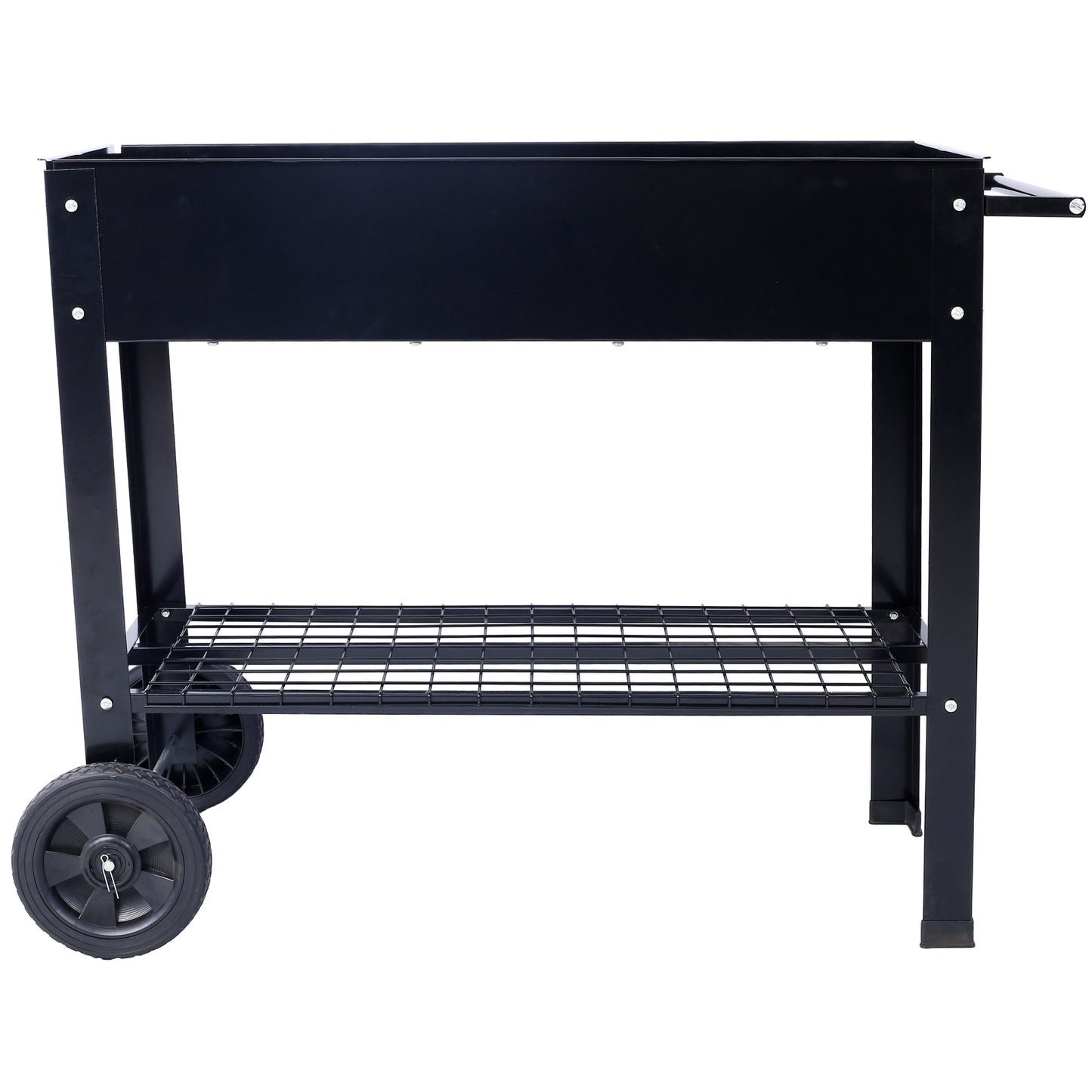 Products Elevated Mobile Raised Ergonomic Metal Planter Garden Bed For Backyard, Patio W Wheels, Low