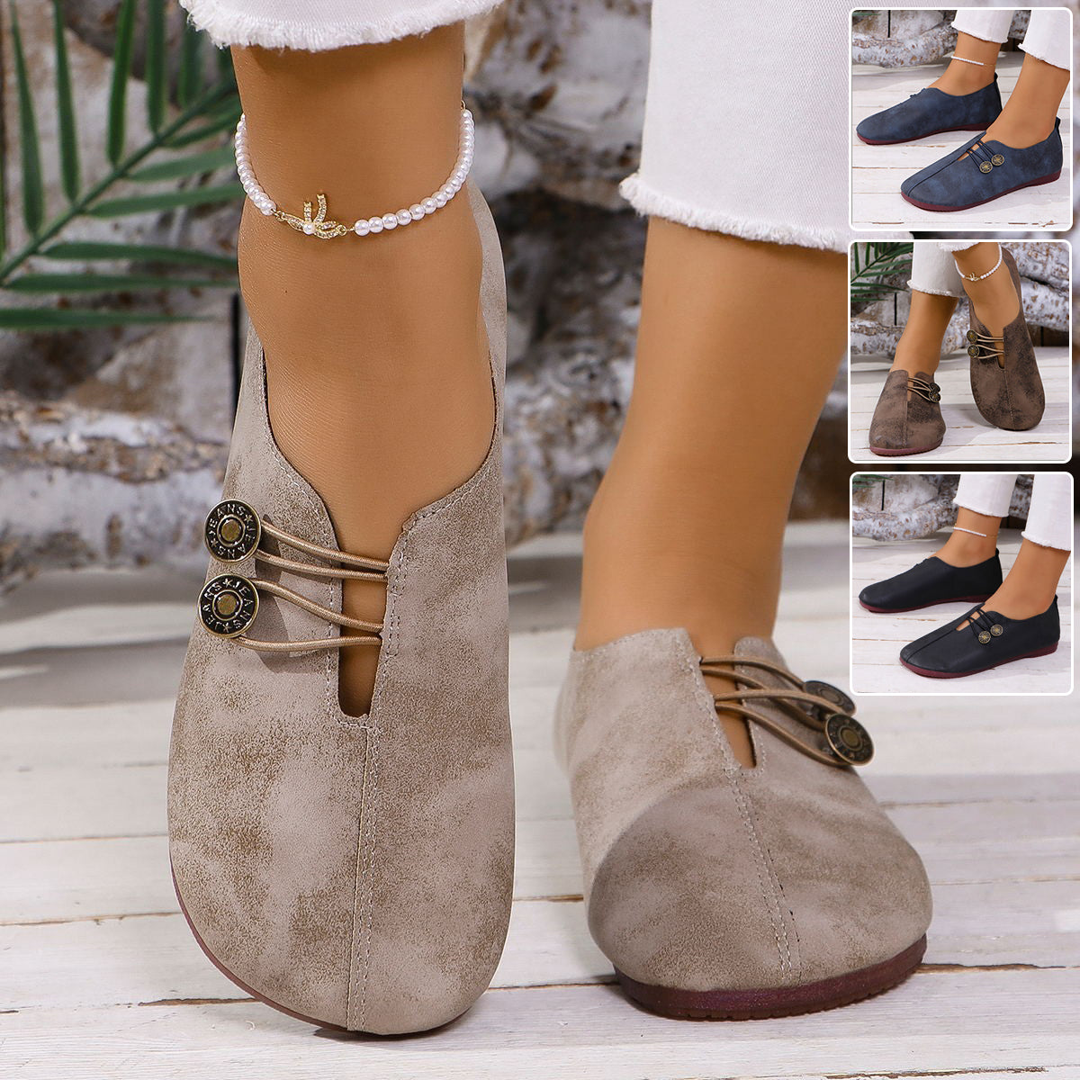 Ins Square Toe Slip-on Sandals Summer Fashion Soft Flat Shoes For Women
