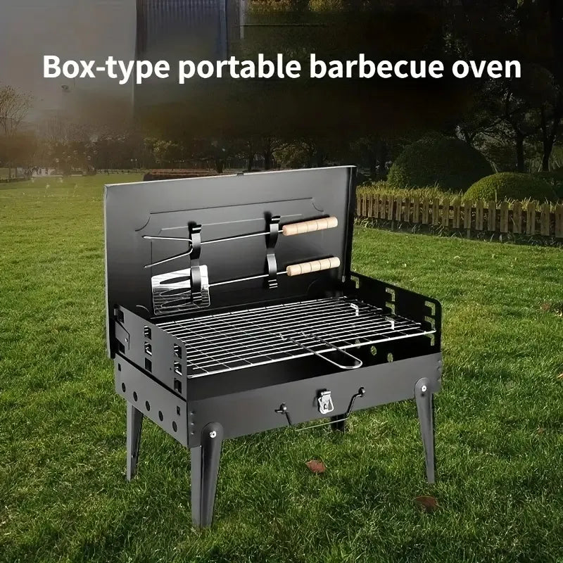 1pcs Box Home Outdoor Folding Grill Portable Multifunctional Camping Barbecue Grill, Comes With Tools, Easy To Use, Suitable For Outdoor Camping, Picnic, Party Use, Best Gift For Husband And Father