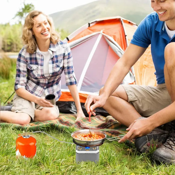12000W Portable Camping Stove With Cassette Adapter Windproof Outdoor Backpacking Burner With Carrying Case Igniter For Outdoor Hiking Camping Picnic Backpacking
