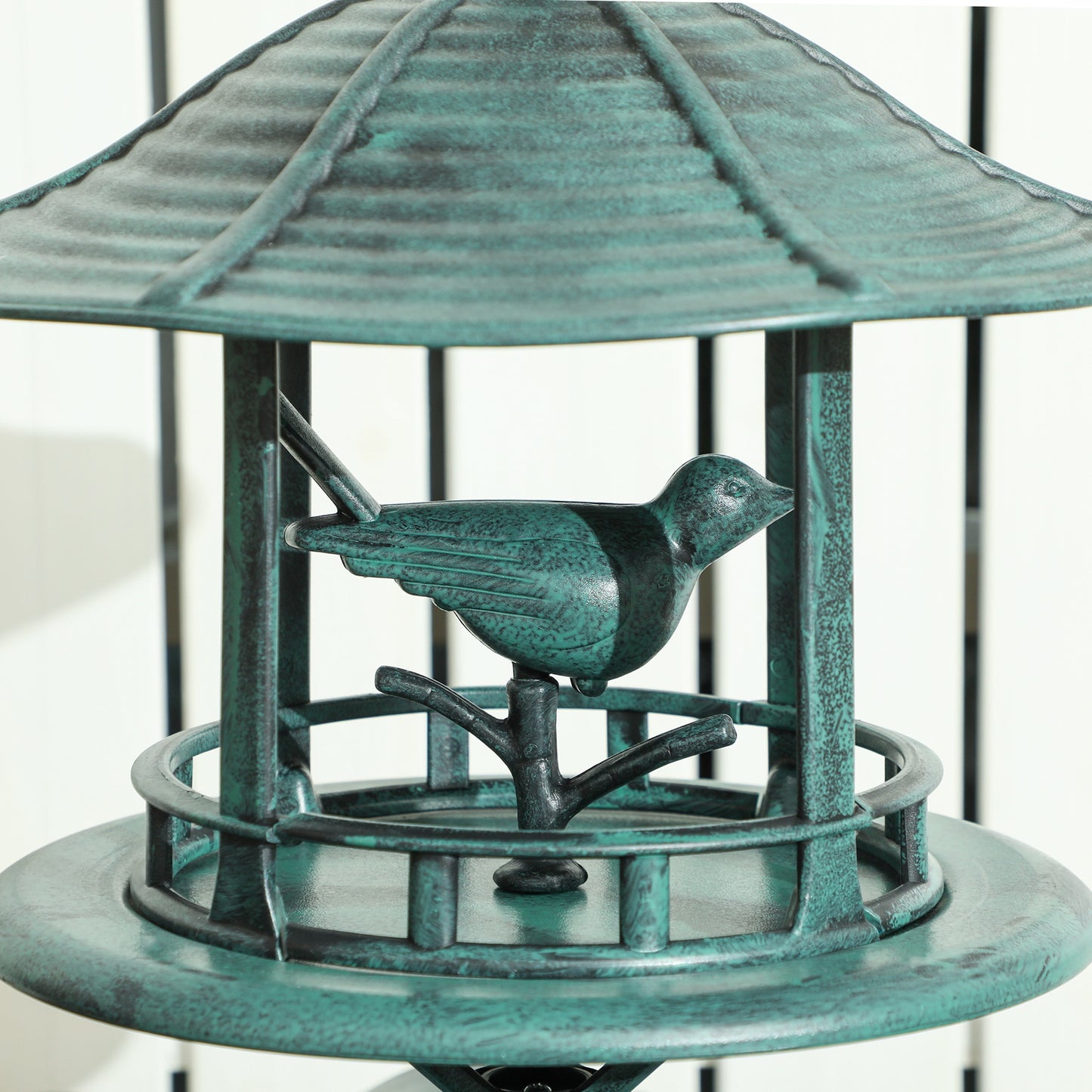 3-in-1 Garden Bird Bath Bowl Pedestal with Bird Feeder, Large Water Basin, Underneath Flower Planter, Green