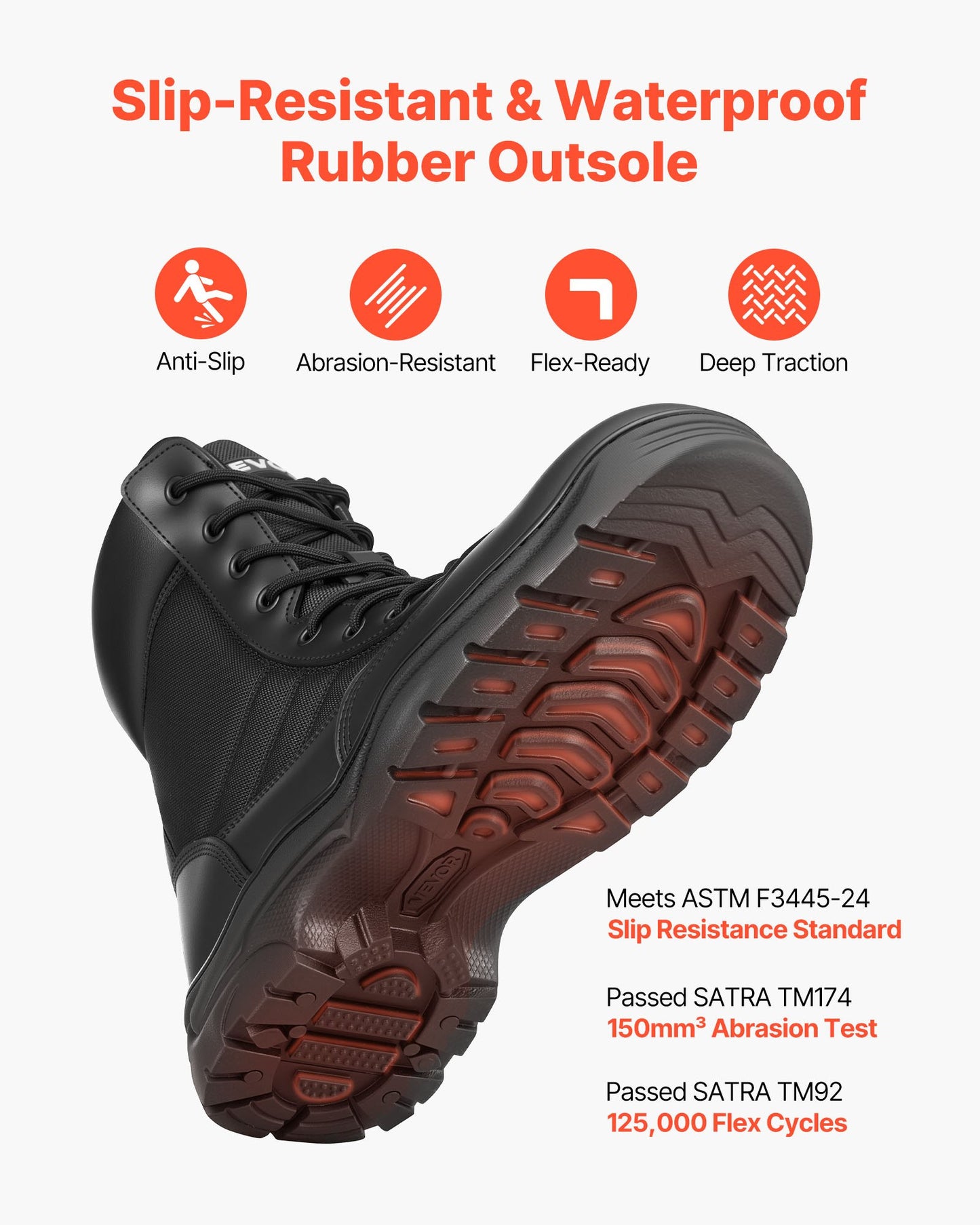 Men's Military Tactical Boots, 8 Inch Combat Hiking Work Boots, Lightweight & Breathable Side Zipper Mens Motorcycle Interceptor Trooper Boot, For Outdoor Security Mountaineering, US Size 10
