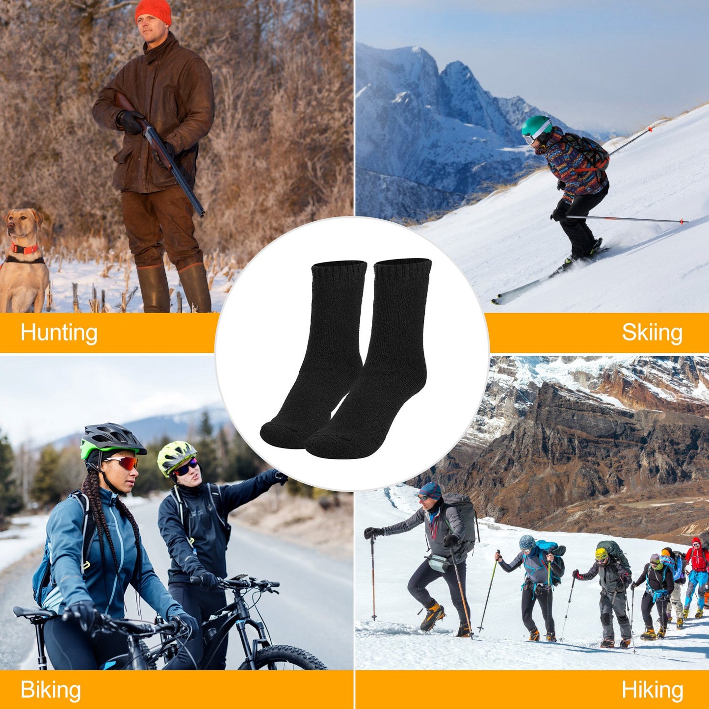 3 Color Options -- 3 Pairs Men Warm Wool Socks Soft Cozy Winter Thermal Socks For Men Thick Heat-Trapping Moisture Wicking Socks Indoor Outdoor